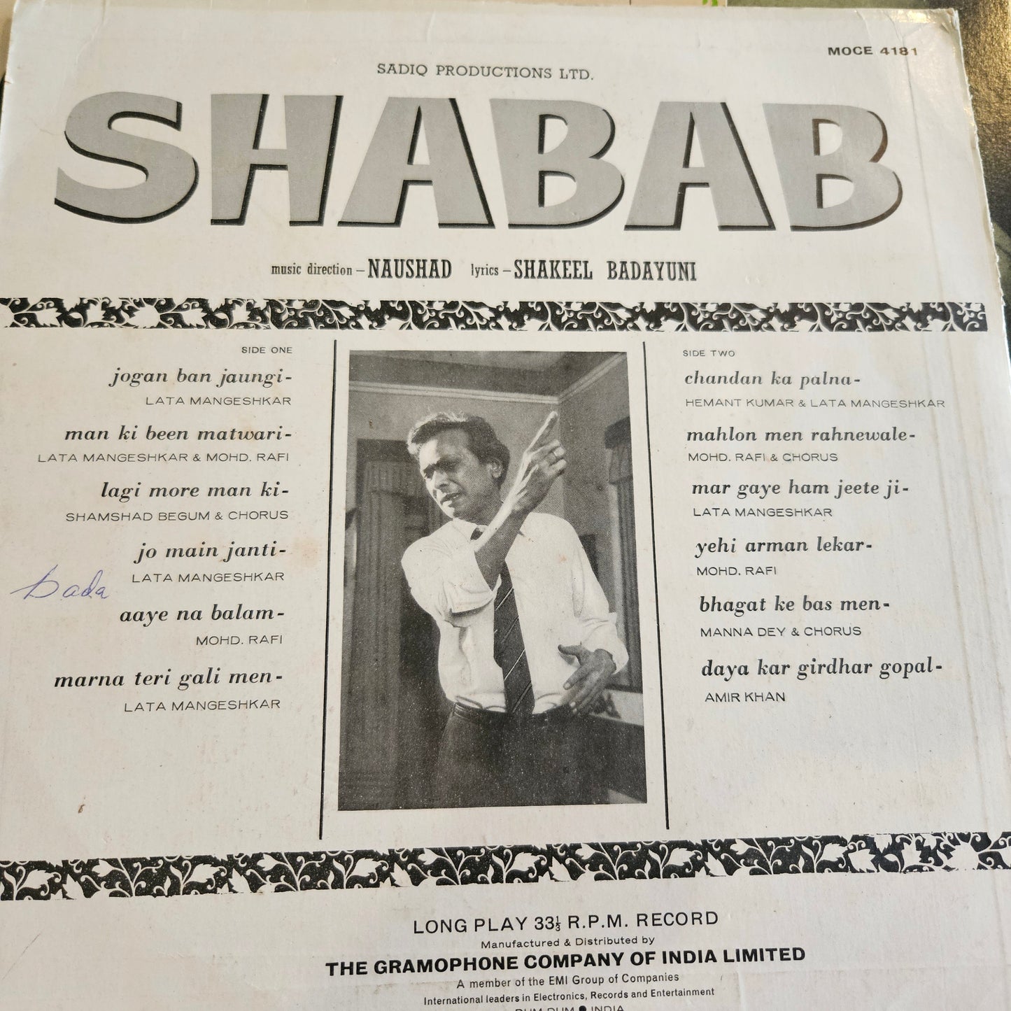 4  Lps of Great Maestro NAUSHAD  1.Mother India, 2.Shabab 3. Aadmi and 4. Baiju Bawra in Pristine Condition