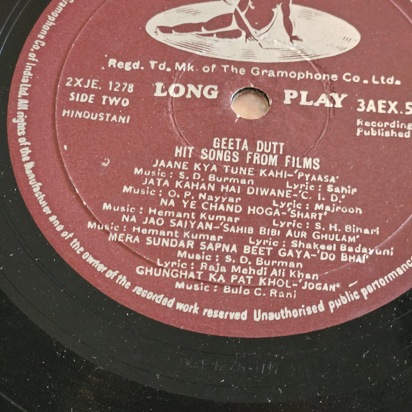 Geeta Dutt - Hit songs from films in 1st Angel edition in VG+ condition