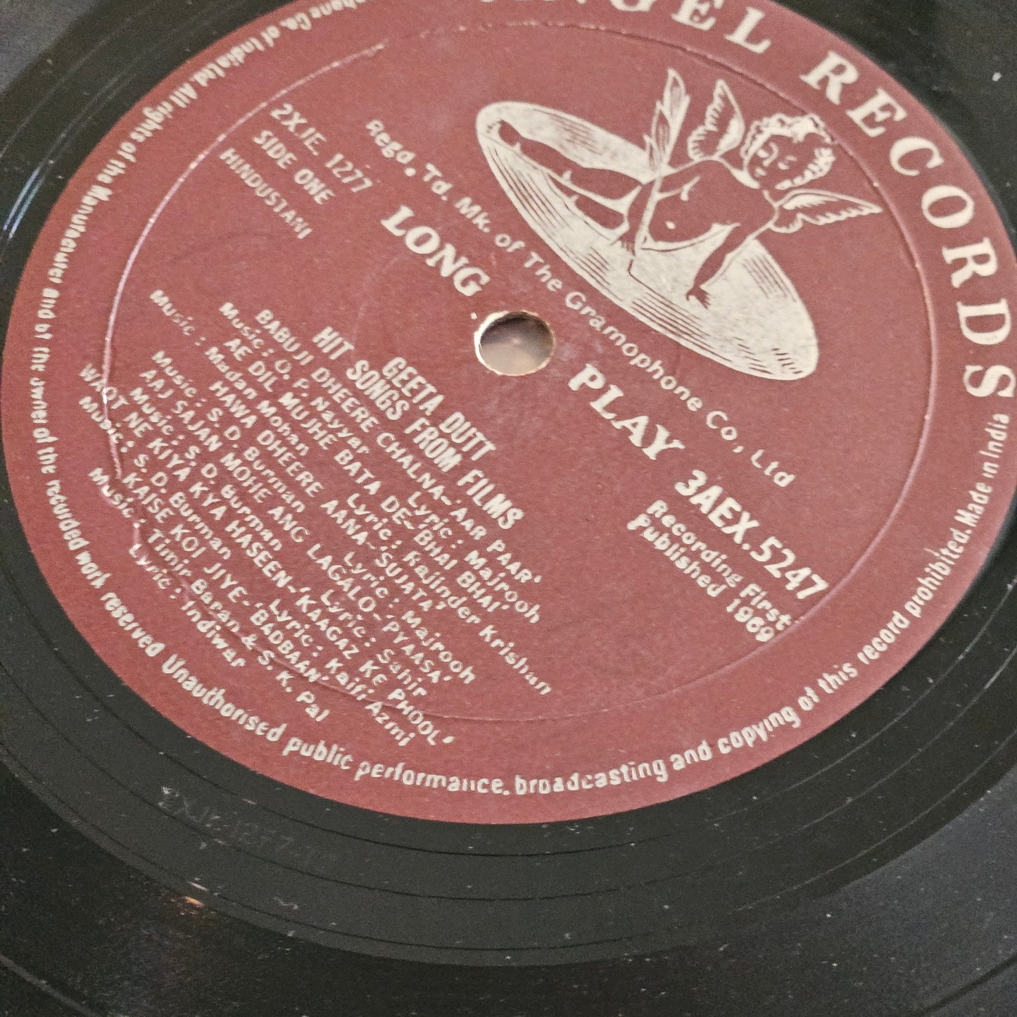 Geeta Dutt - Hit songs from films in 1st Angel edition in VG+ condition