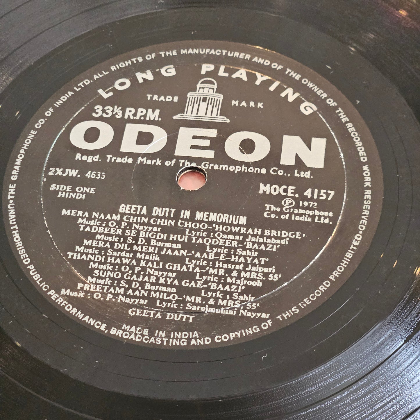 Geeta Dutt In Memoriam in 1st ring Odeon version near mint condition MOCE4157