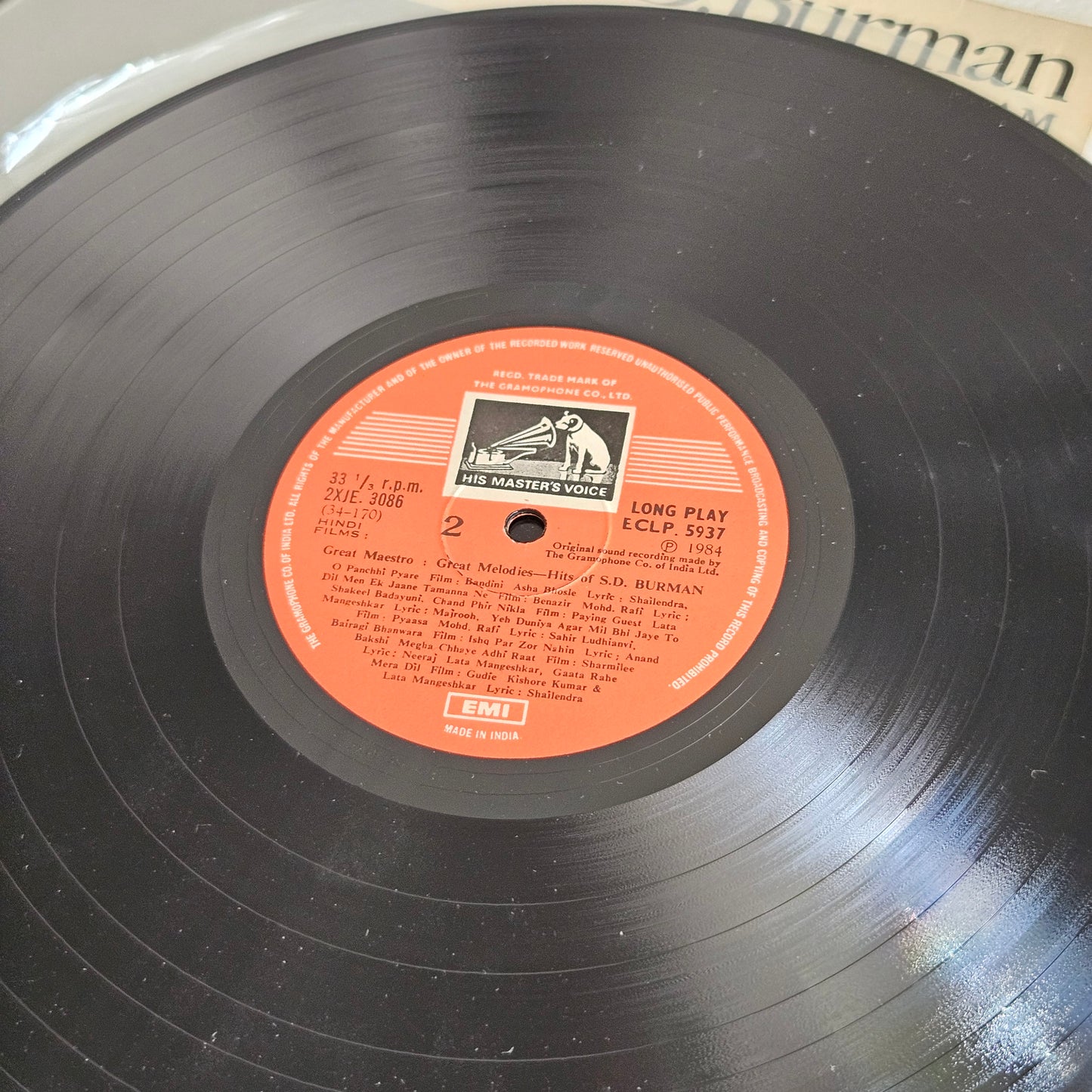 Hits of S. D. Burman in near mint  condition from original soundtrack - ECLP5937 rare collection