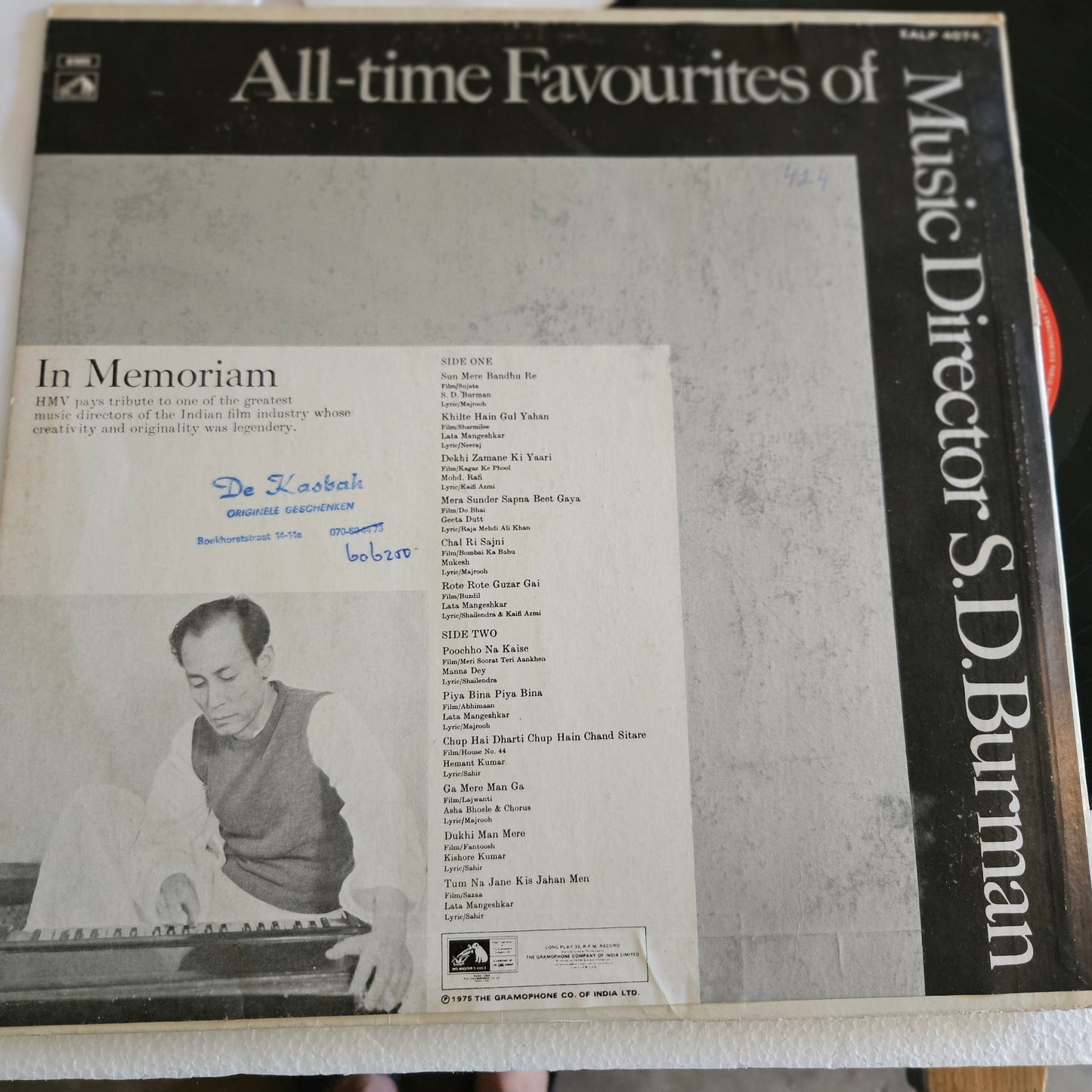 In Memorium of S. D. Burman in near mint condition from original soundtracks