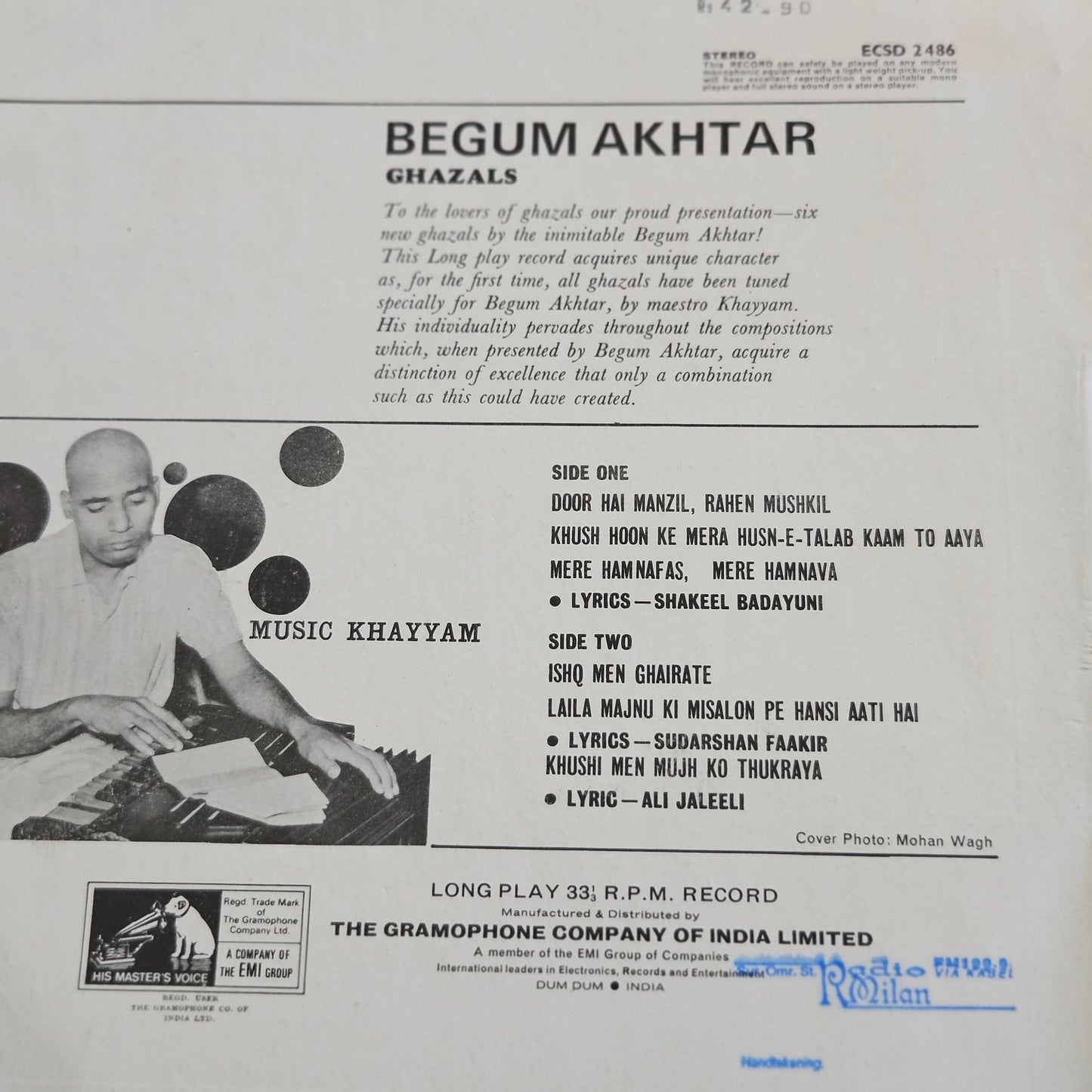 Begum Akhtar -Ghazals in Excellent condition - ECSD 2486