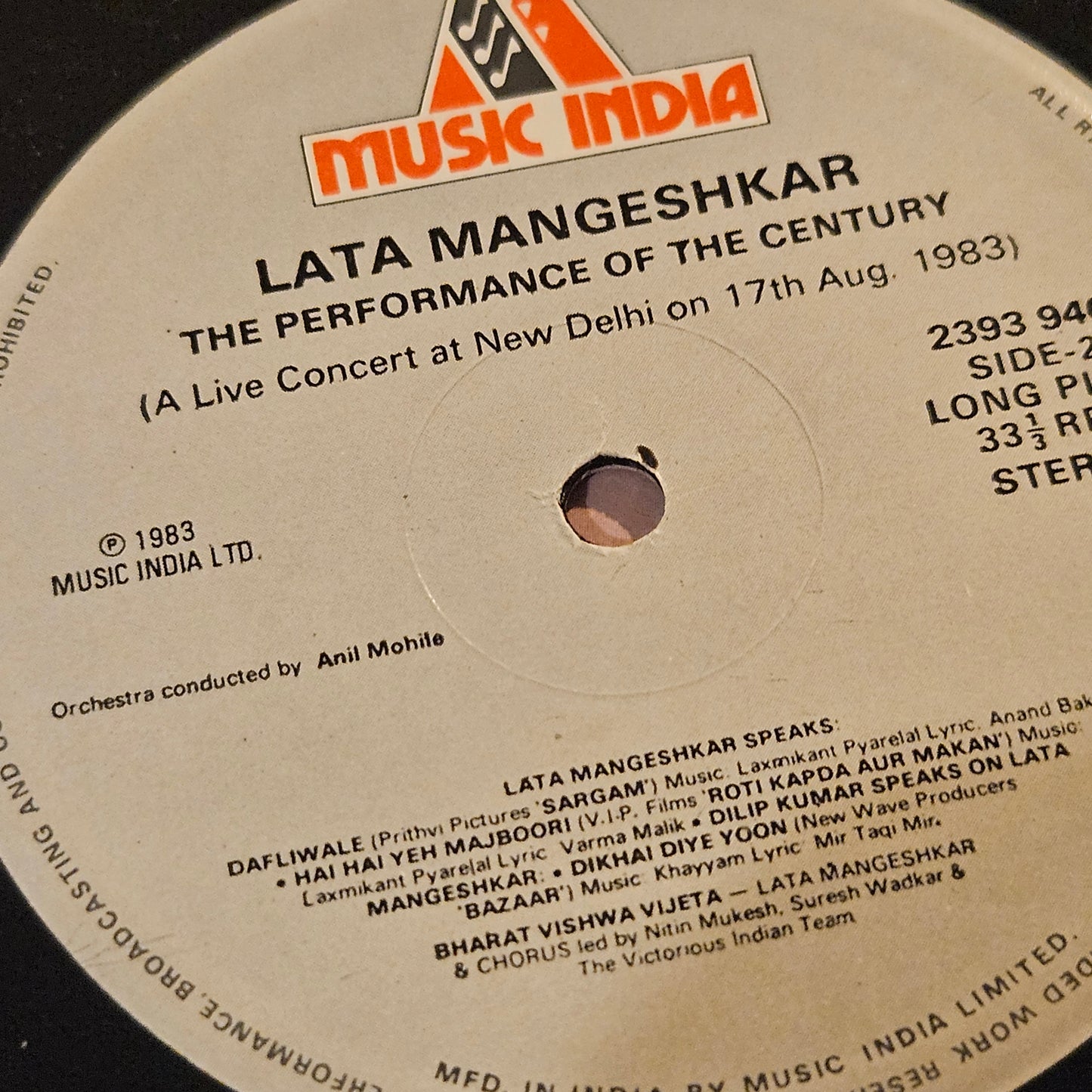 Lata Mangeshkar - The Performance Of The Century celebrating 1983 Indian Win Cricket World Cup in Near mint