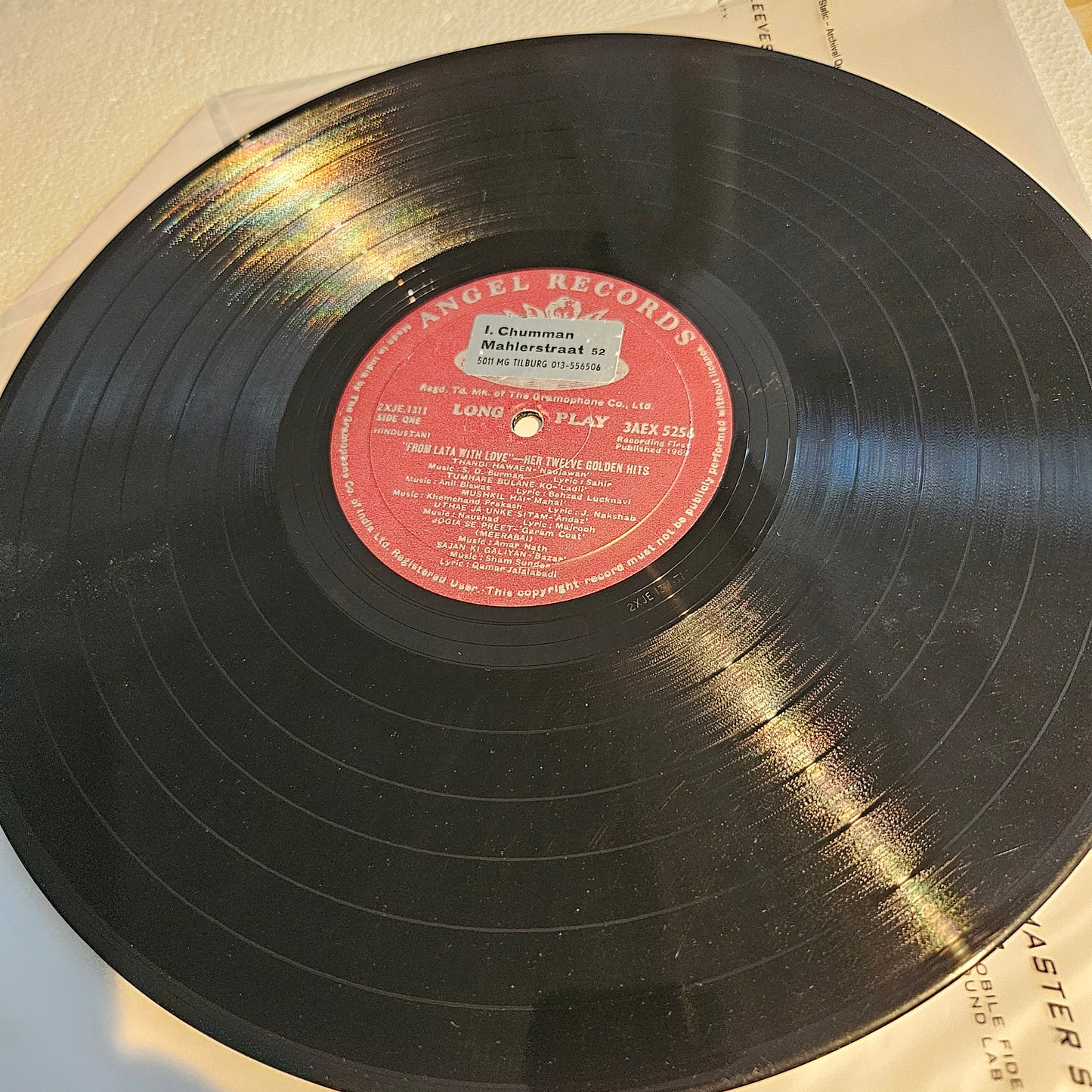 Lata Mangeshkar  - From Lata with Love - 1st Angel  -  in Excellent to near mint 3AEX5256 from original soundtrack 12 eternal songs