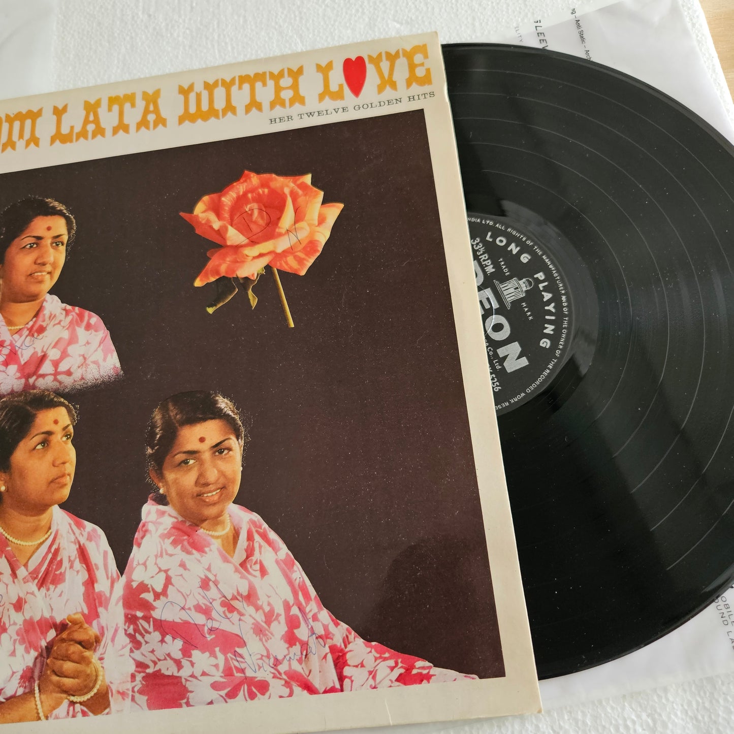Lata Mangeshkar  - From Lata with Love - Odeon  in  near mint 3AEX5256 from original soundtrack 12 eternal songs