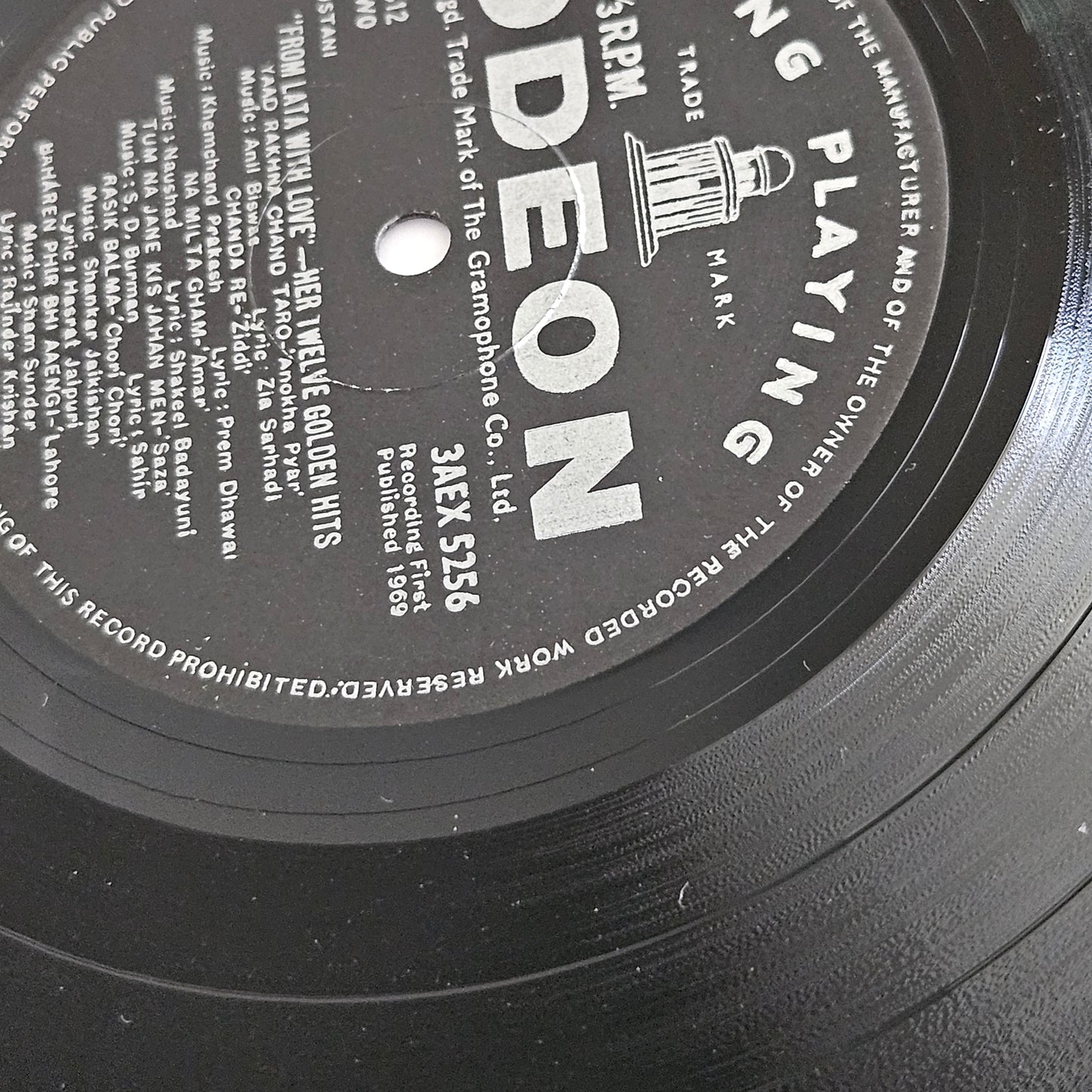 Lata Mangeshkar  - From Lata with Love - Odeon  in  near mint 3AEX5256 from original soundtrack 12 eternal songs