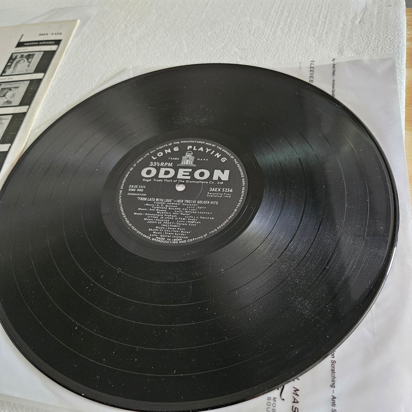 Lata Mangeshkar  - From Lata with Love - Odeon  in  near mint 3AEX5256 from original soundtrack 12 eternal songs