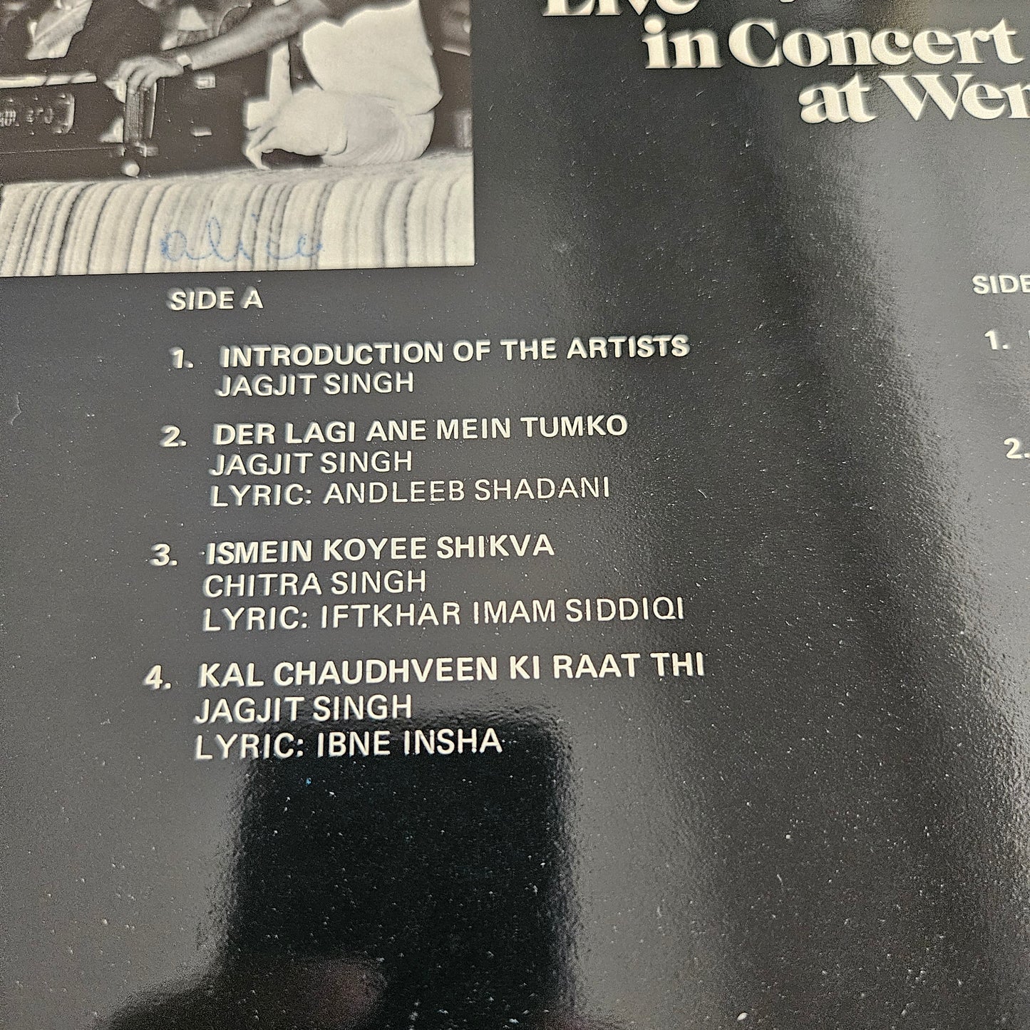 Ghazals - Jagjit Singh and Chitra Singh - Live In Concert At Wembley Vol 1 : near mint condition Made in UK - savera records