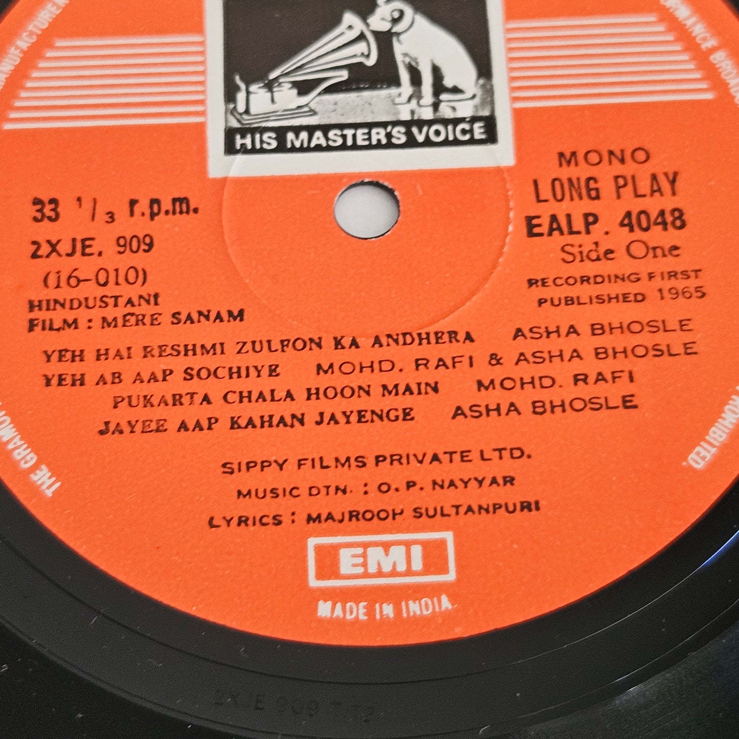 Mere Sanam - Music by O P Nayyar Superhit songs Near mint Pristine EALP4048 from original soundtrack
