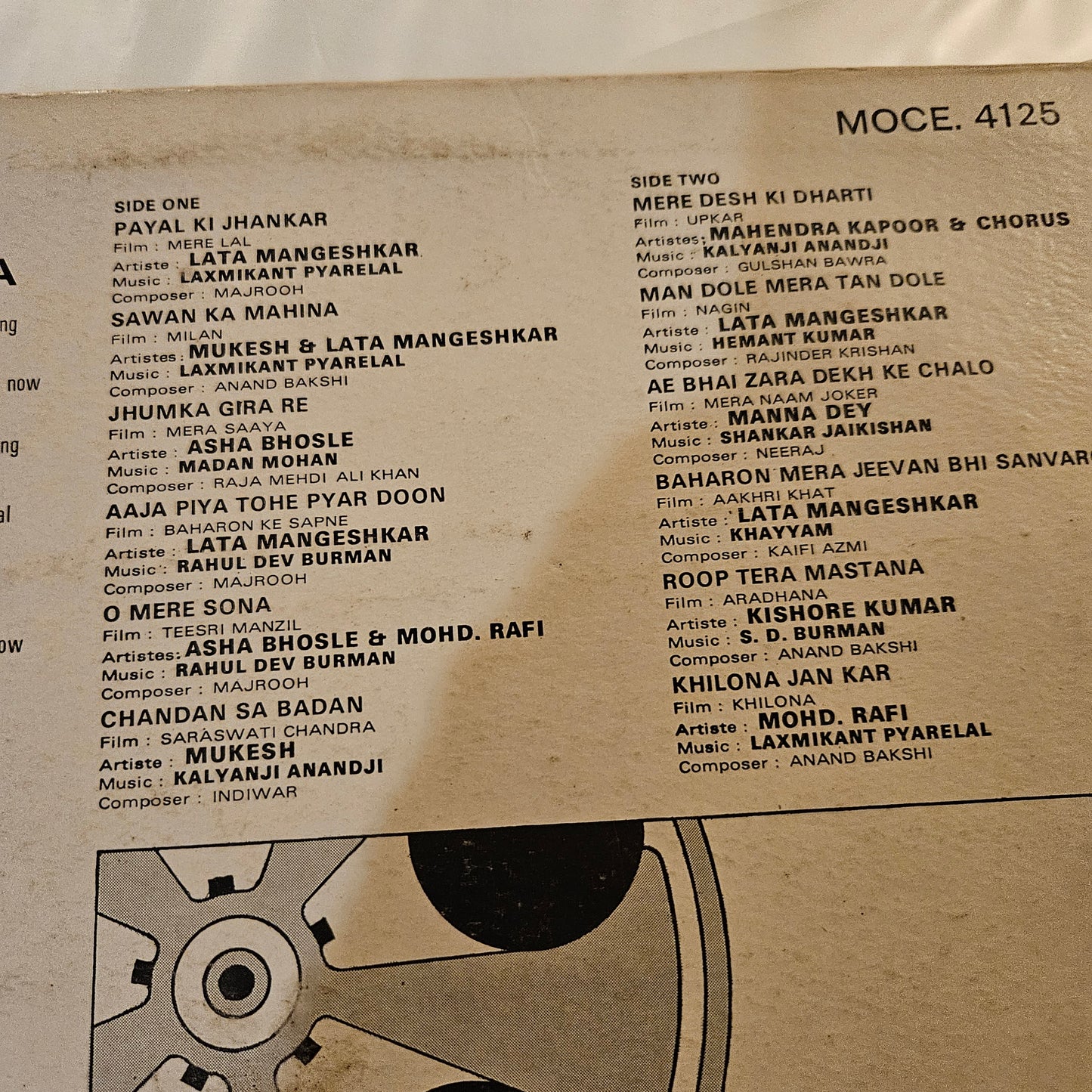 Motion Picture Songs from India - Ring Odeon edition. Superhit collection of songs  from original soundtrack in VG++ condition - MOCE 4125
