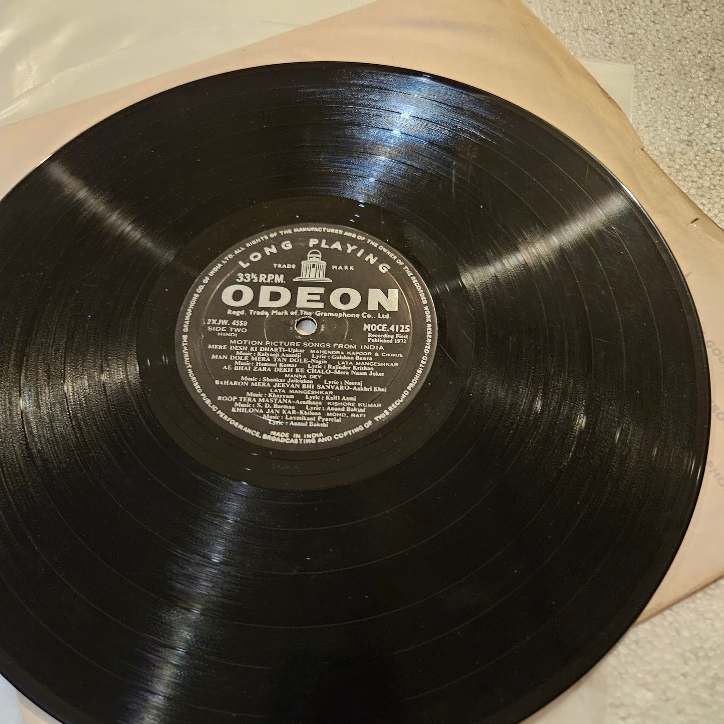 Motion Picture Songs from India - Ring Odeon edition. Superhit collection of songs  from original soundtrack in VG++ condition - MOCE 4125