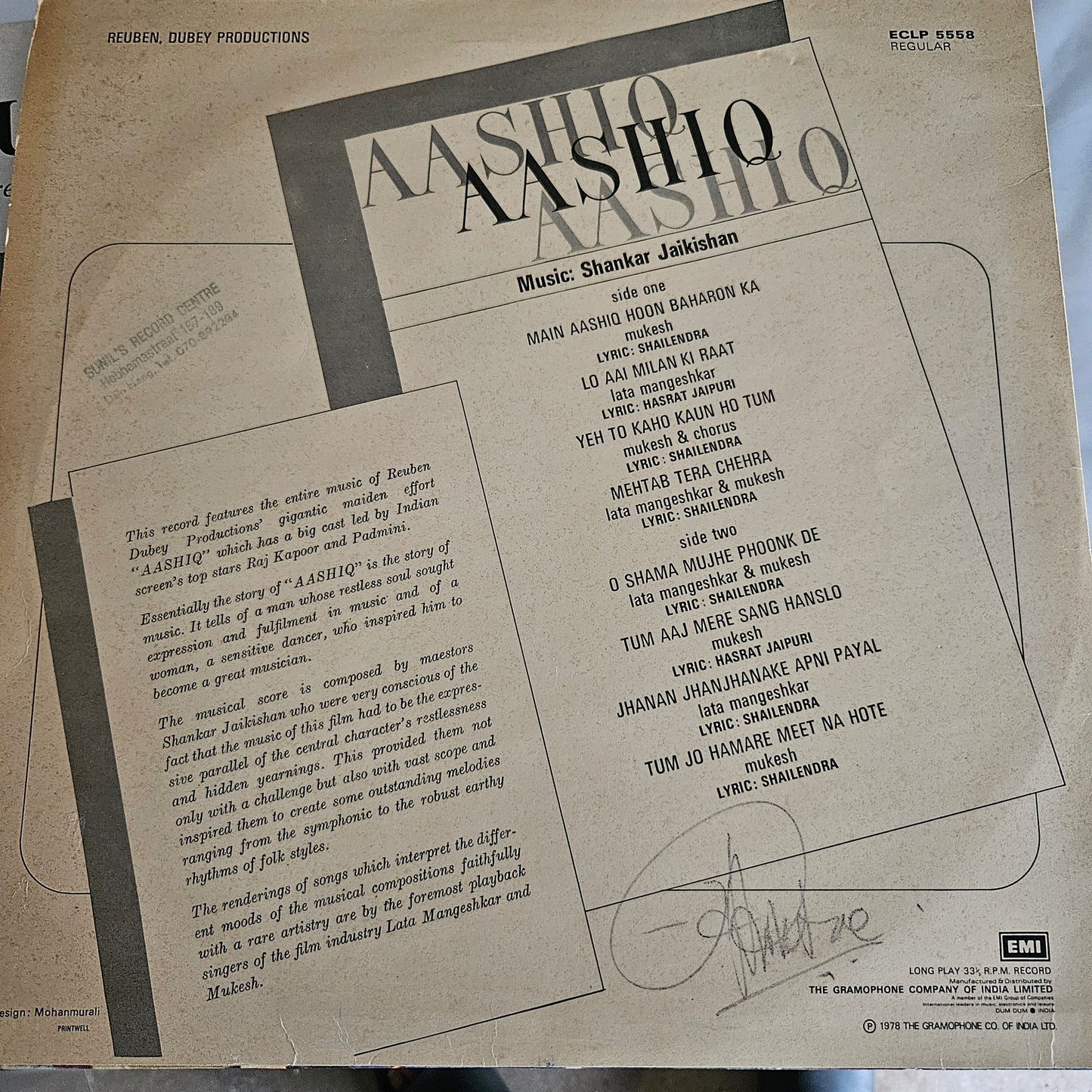4 LPs of Shankar Jaikishan Superhit pack - April Fool, Junglee , Aashiq and Jis Desh Mein Ganga Bahati hai in Excellent to near mint from original soundtrack