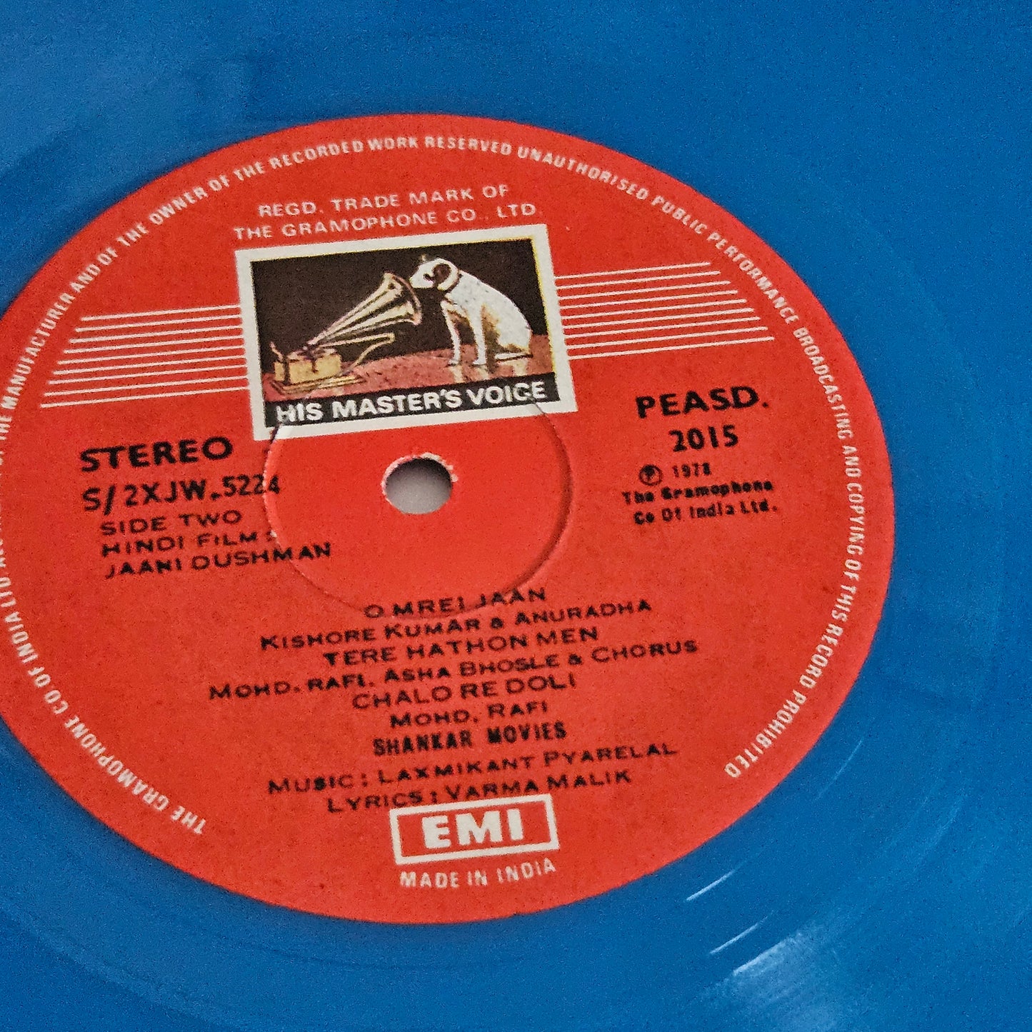 Jaani Dushman - Blue colored  LP - Supreme Stereo Gatefold edition In excellent condition from original soundtracks PEASD2015