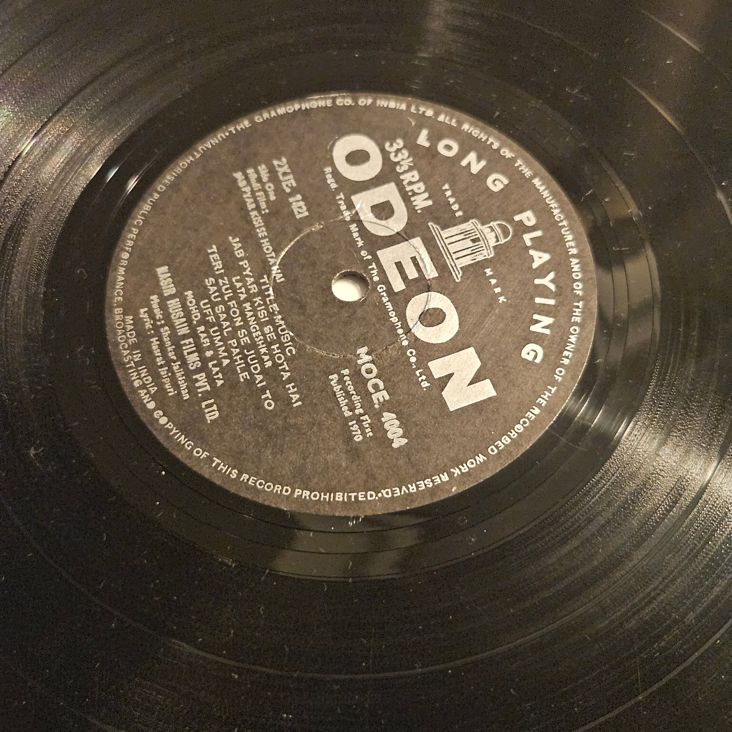Jab Pyar Kisise hota hai  - Heavy Odeon Shankar Jaikishan in near mint - Odeon MOCE 4004 from original soundtrack