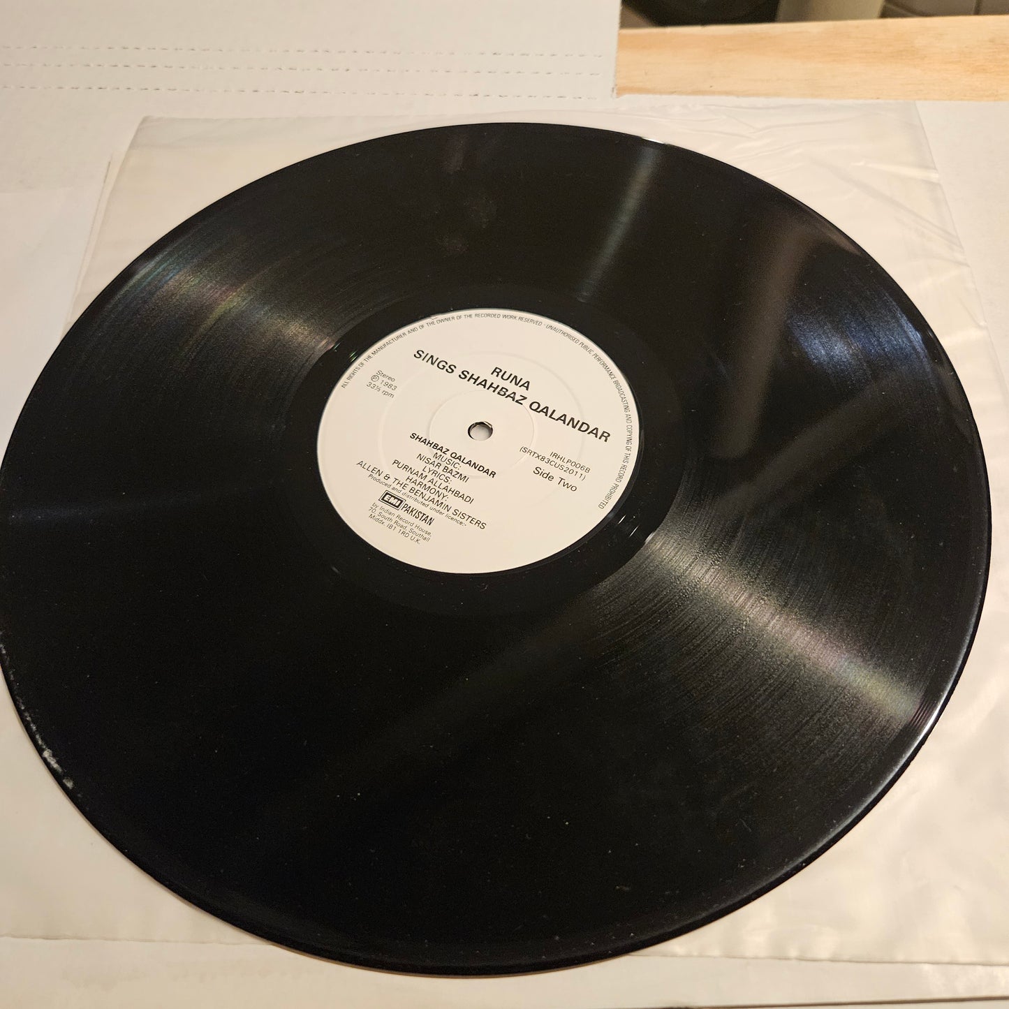 Runa Laila - Runa Goes Disco featuring Shabaz Qalandar near mint Made in Uk IRH LP006