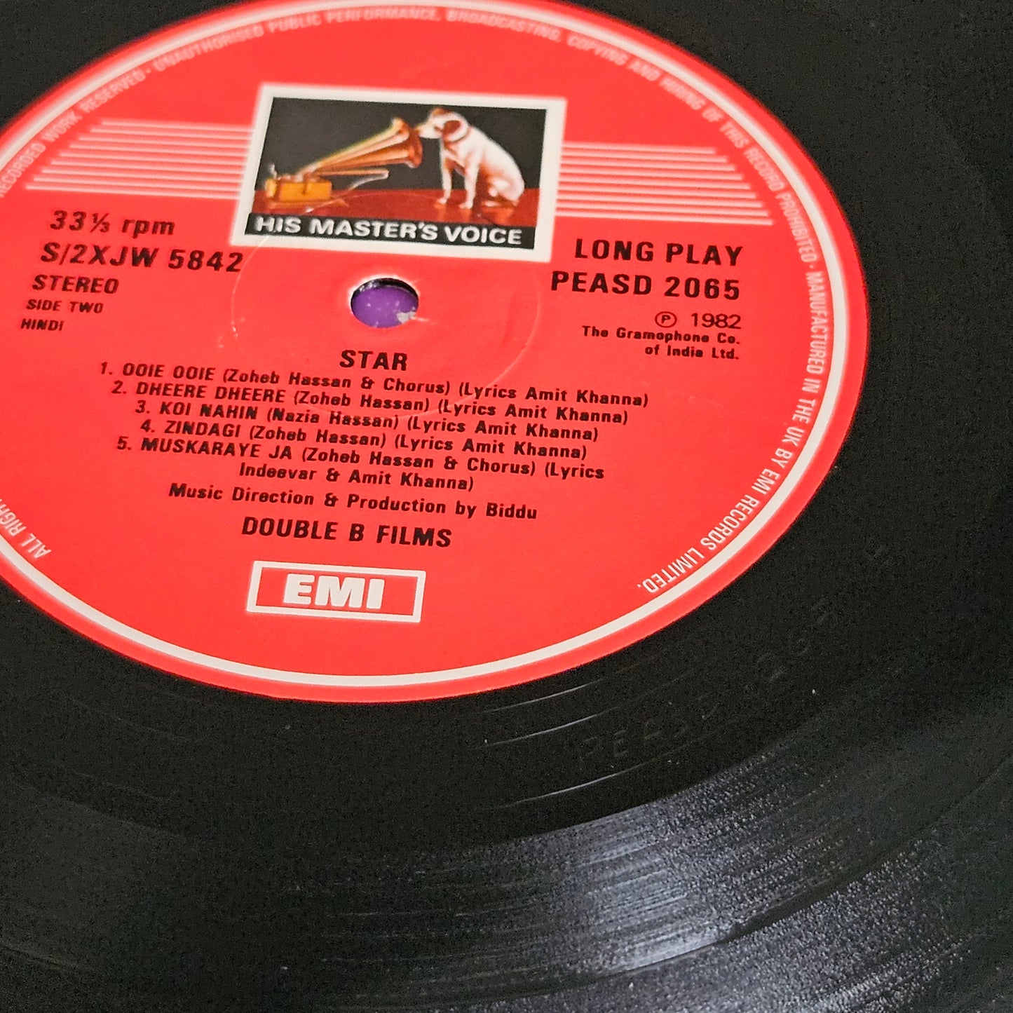 Star (1982) - Nazia & Zoheb Hassan* - and  - Biddu Star in Excellent condition original soundtrack in Supreme Stereo PEASD 2065
