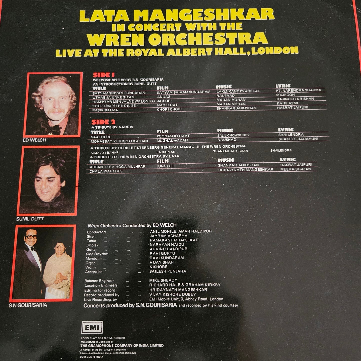 Lata Mangeshkar - In Concert With The Wren Orchestra - Live At The Royal Albert Hall, Near Mint Pristine condition - Supreme Stereo - PEASD2027