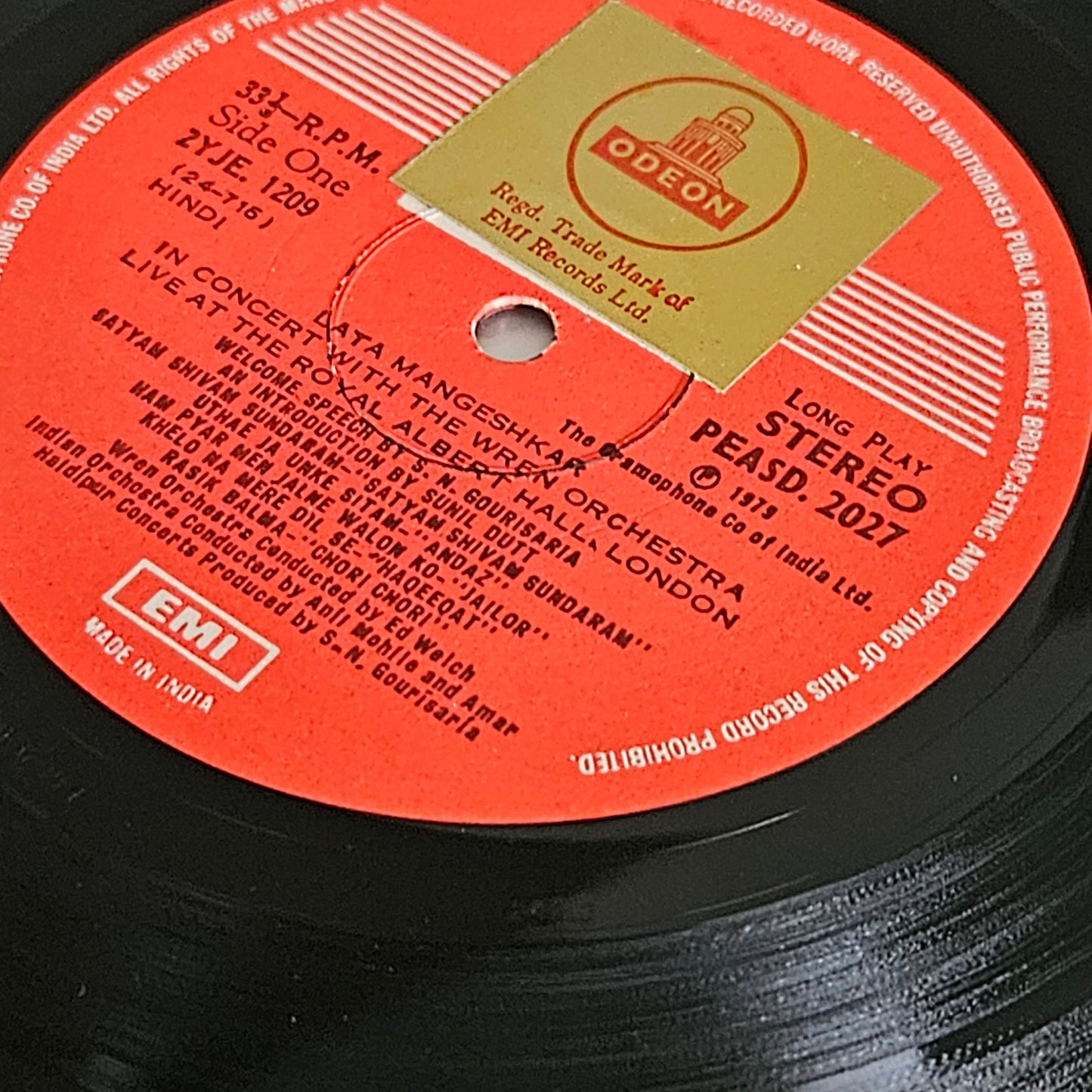 Lata Mangeshkar - In Concert With The Wren Orchestra - Live At The Royal Albert Hall, Near Mint Pristine condition - Supreme Stereo - PEASD2027