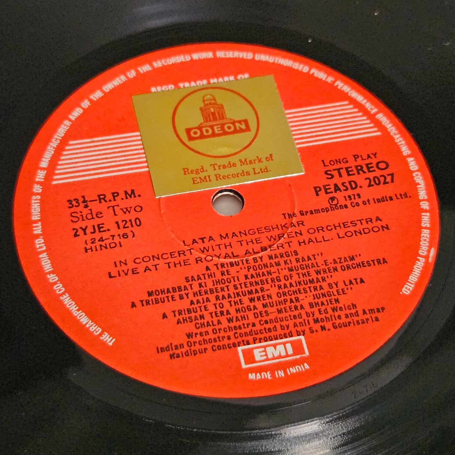 Lata Mangeshkar - In Concert With The Wren Orchestra - Live At The Royal Albert Hall, Near Mint Pristine condition - Supreme Stereo - PEASD2027