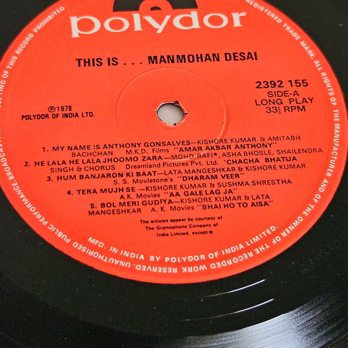 This is Manmohan Desai - his film hits -  in Excellent condition from original soundtracks polydor release 2392-165