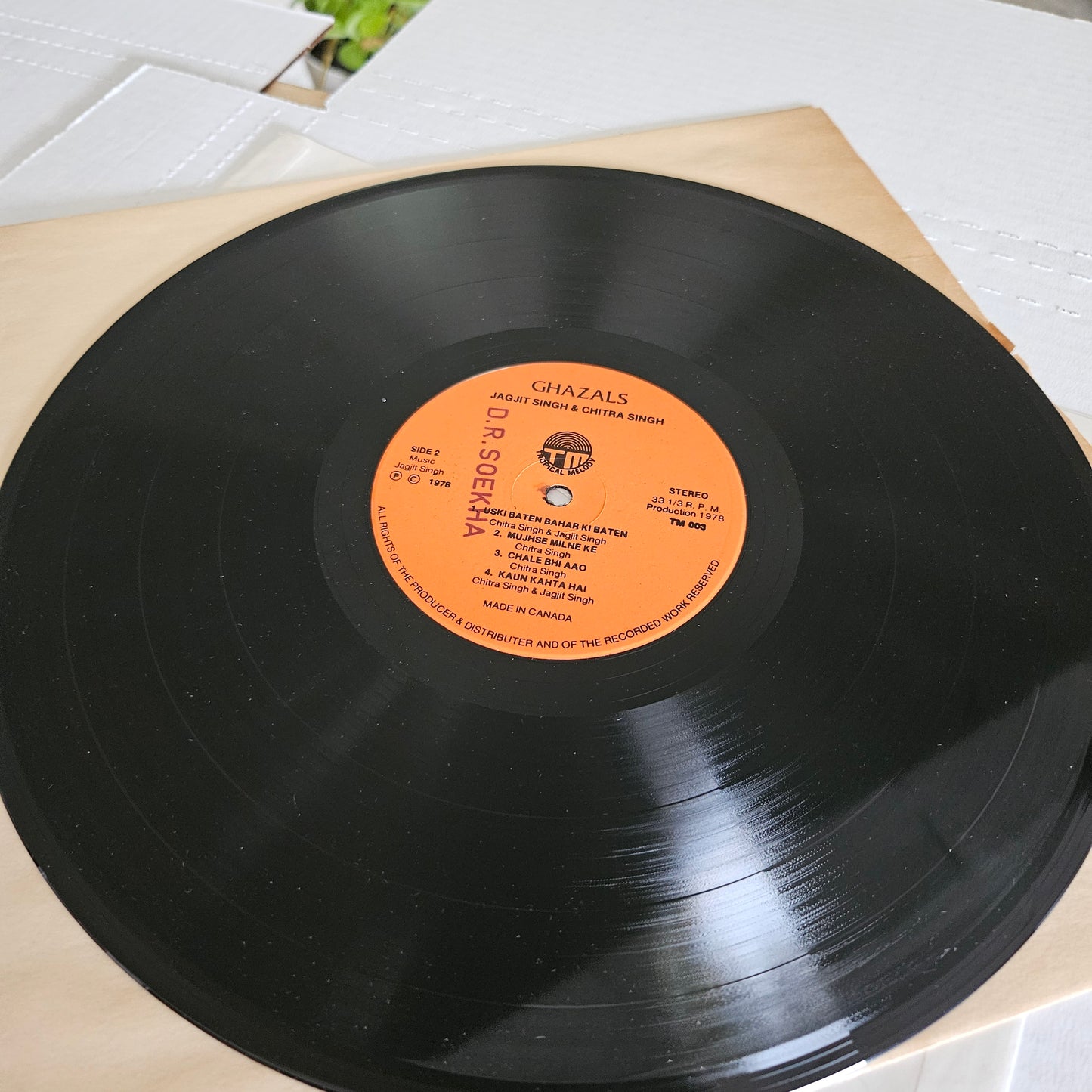 Ghazals - Jagjit Singh and Chitra Singh -  An Enchanting Hour of GHAZALS : Vg and NM Made in Canada - TM003 read description