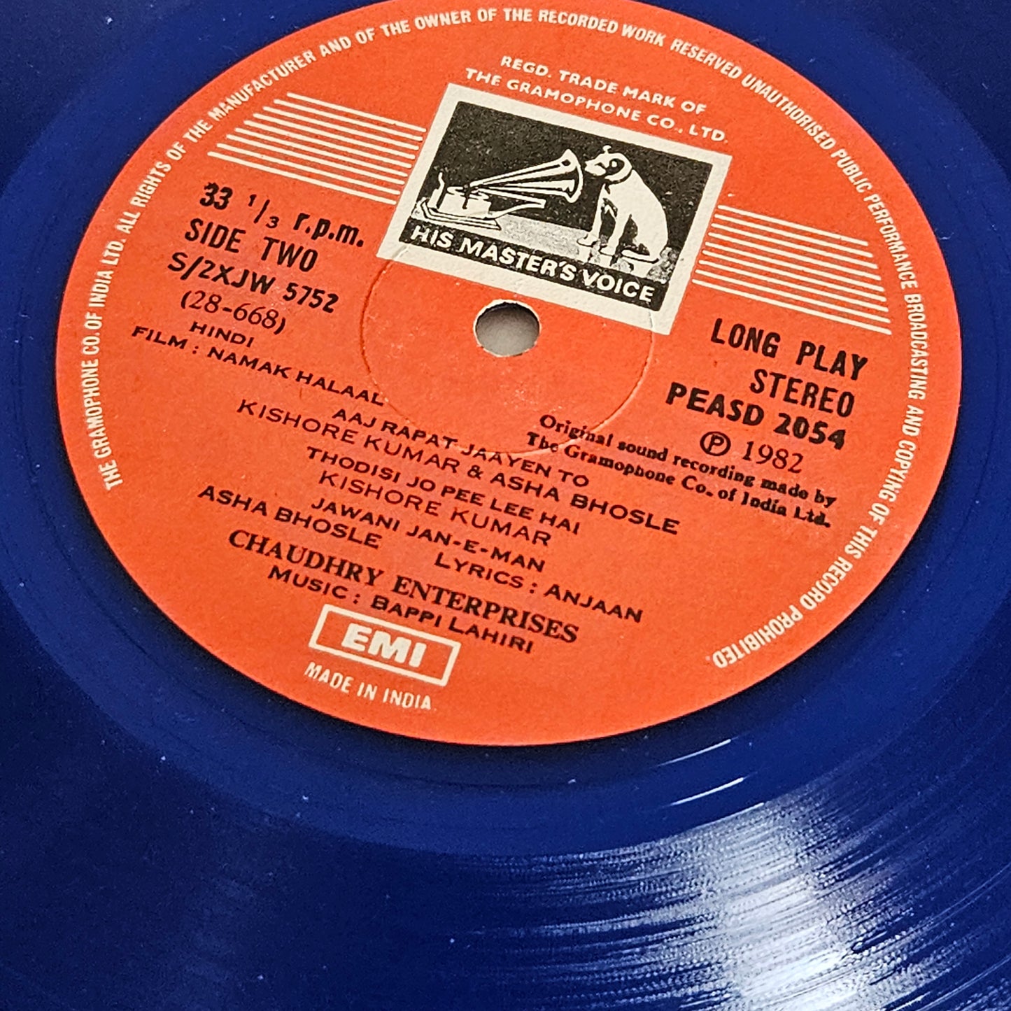 Color Blue Namak Halal - Bappi Lahiri - superhit blockbuster gatefold in VG condition in Supreme Stereo PEASD 2054