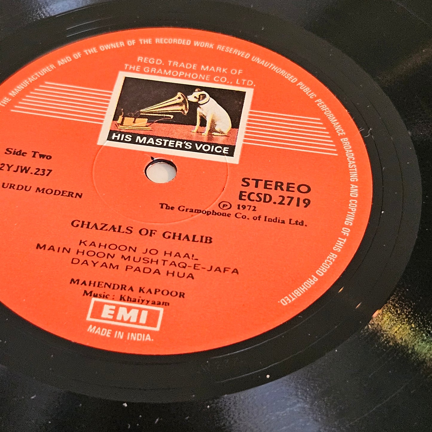 Mahendra Kapoor - Ghazals of Mirza Ghalib - music by Khaiyaam - in near mint condition - rare collection of ghazals ECSD 2719 in stereo  HMV 1st pressing