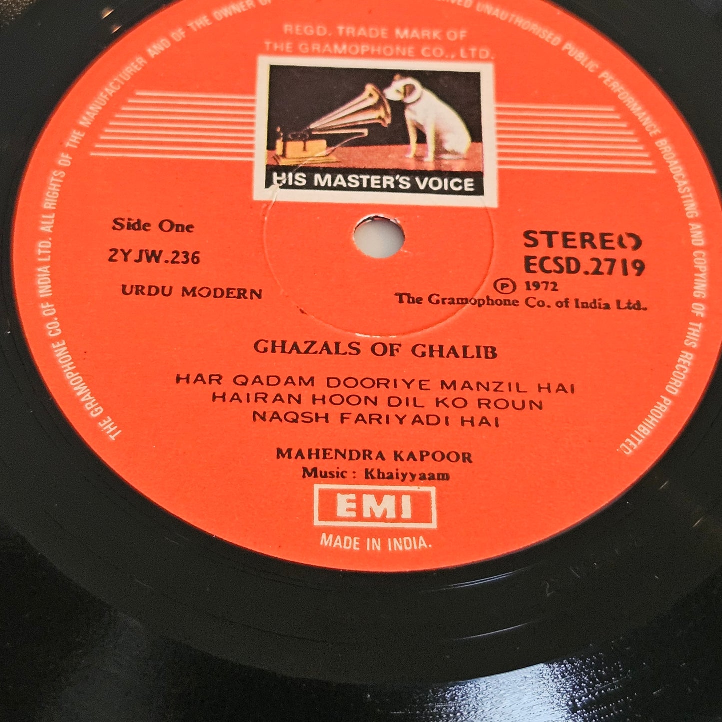Mahendra Kapoor - Ghazals of Mirza Ghalib - music by Khaiyaam - in near mint condition - rare collection of ghazals ECSD 2719 in stereo  HMV 1st pressing