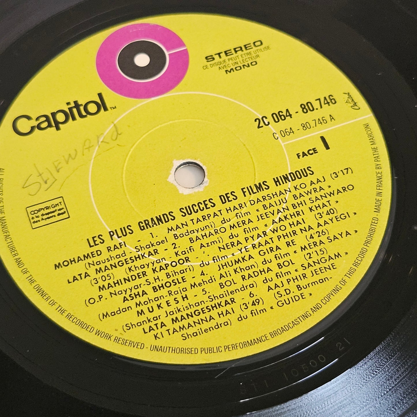 Various Artists  The Best Of India's New Motion Picture Music -  Capitol Records - 2C 064-80.746 in VG+ condition -French pressing from original soundtracks