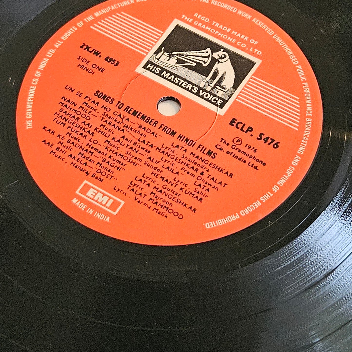 Songs to remember in excellent condition - superb collection of rare classic songs - from films ECLP 5476 including Guzra hua zamana