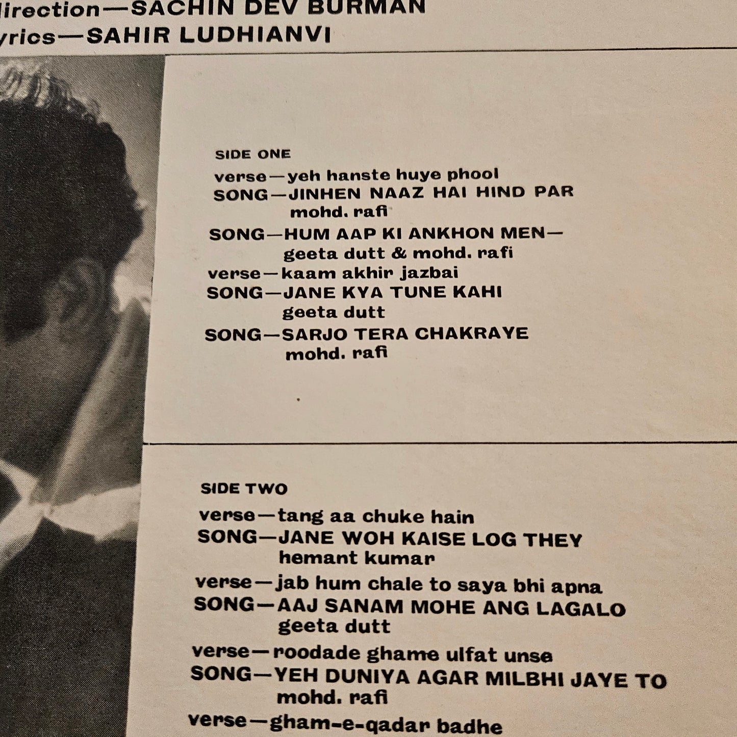 Pyaasa - S D Burman and Guru Dut eternal classic - 1st Edition Ring Odeon Edition  - near mint MOCE 4010 from original soundtrack