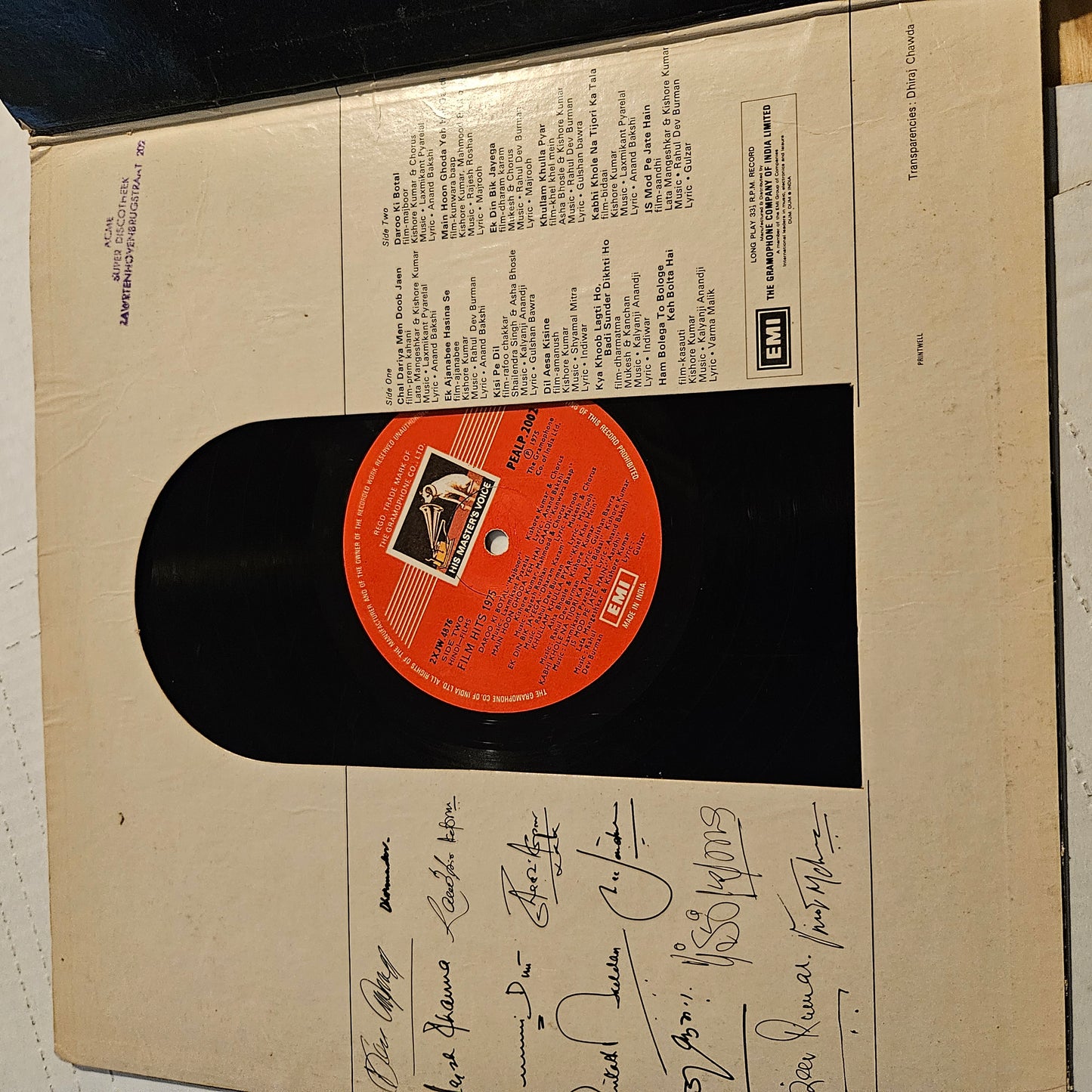 Film Hits of 1975 - Collection of superhit songs gatefold with starts pics and autographs in good+ condition - see songs list in description - from OST PEALP-4002