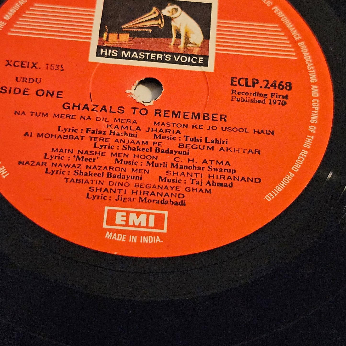 Ghazals to remember - by various artists in Excellent condition - rare collection of ghazals ECLP 2468