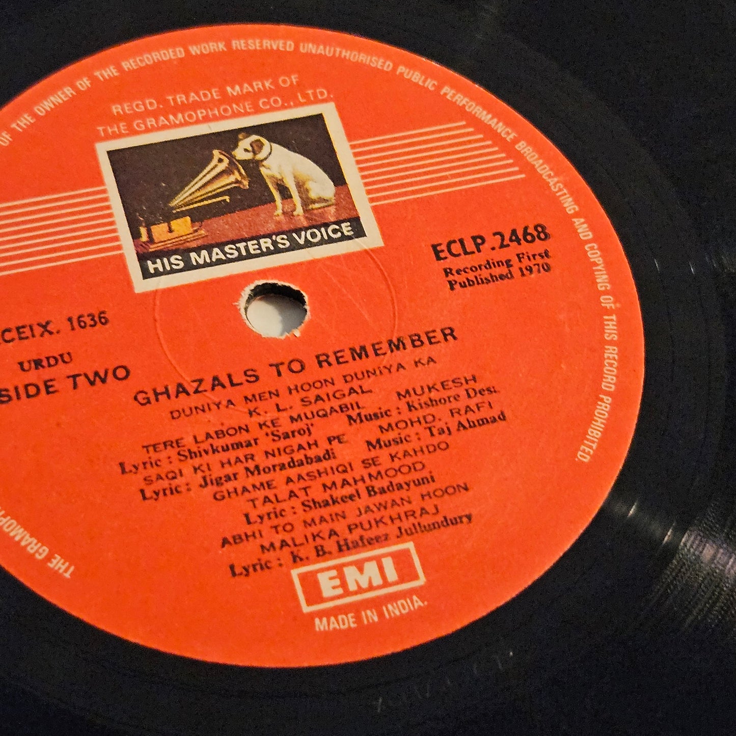 Ghazals to remember - by various artists in Excellent condition - rare collection of ghazals ECLP 2468