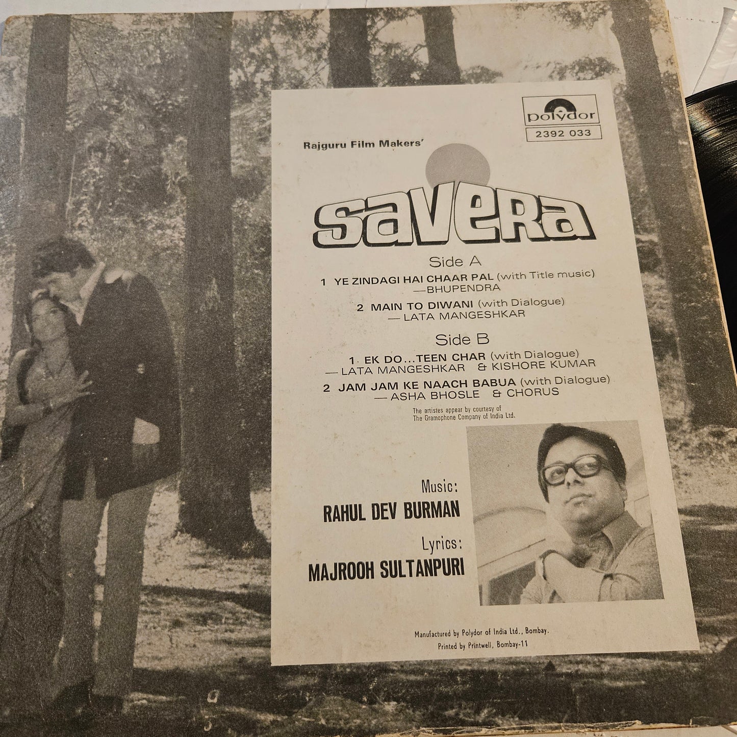Savera (1972) - R. D. Burman and Majrooh-  Savera in VG++ condition from original soundtrack - Polydor release 2392-033