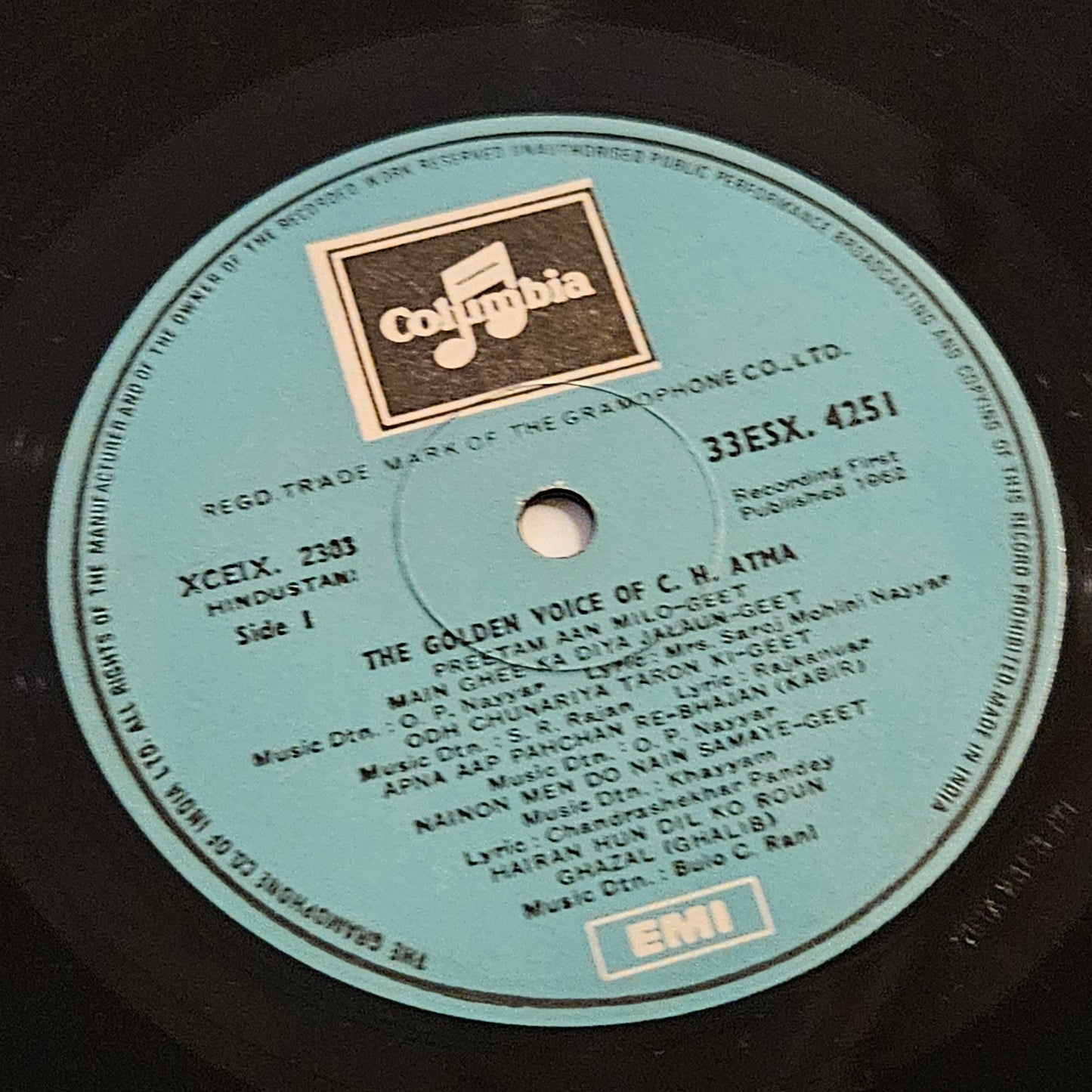 C. H. Atma - his Twelve Great Love Songs  - in Near mint from original soundtracks  -Columbia release 33ESX 4251