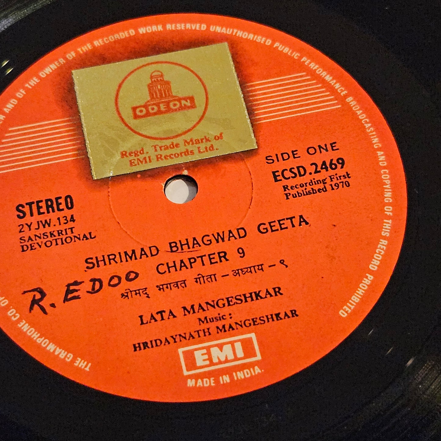 Lata Mangeshkar - recites Bhagwad Geeta chapter 9 and 12  IN NEAR MINT - Stereo ECSD 2469 Music by Hridaynath
