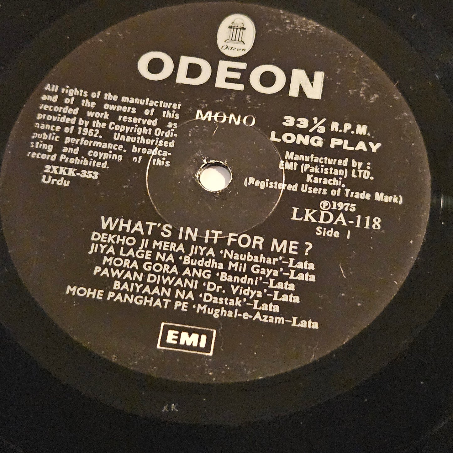 Lata Mangeshkar - what's in it for me in Near mint - superb collection from original soundtracks