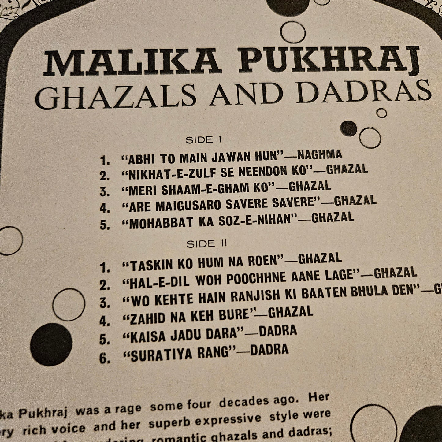 Malika Pukhraj  - Perennial favourites of A Great Artiste in near mint  -  ECLP 2511