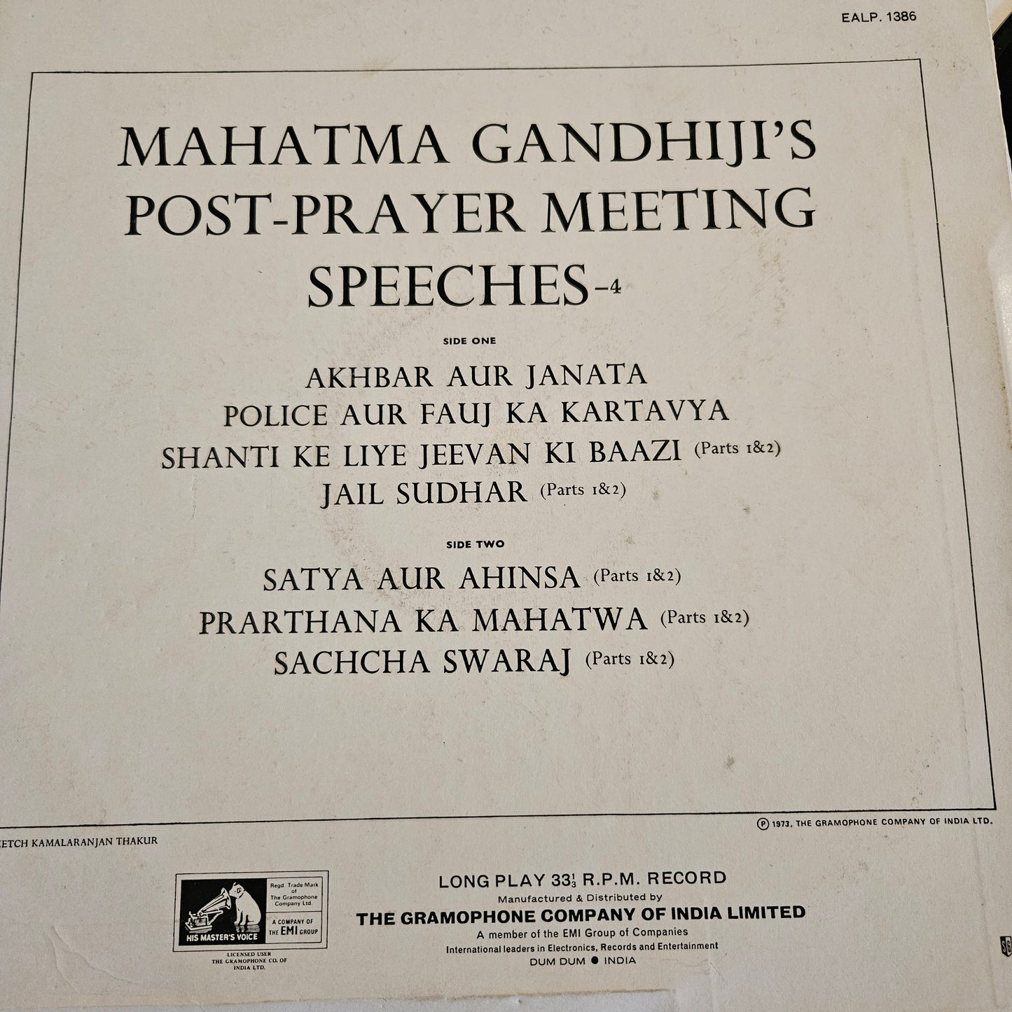 Mahatma Gandhi – Mahatma Gandhiji's Post-Prayer Meeting Speeches - 4  in near mint condition - EALP-1386