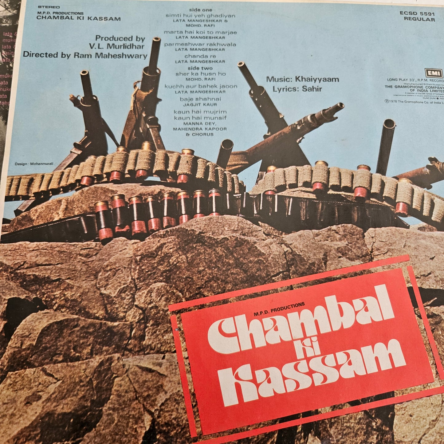 3 lps Classic Khaiyyam and Sahir Ludhiyanvi , Kabhi Kabhie, Chambal ki Kasam and Trishul  in Near mint condition from original soundtracks Supreme Stereo recording