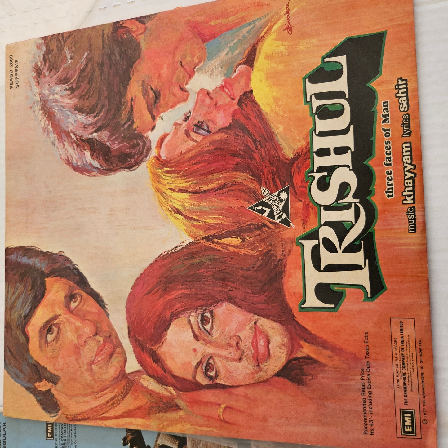3 lps Classic Khaiyyam and Sahir Ludhiyanvi , Kabhi Kabhie, Chambal ki Kasam and Trishul  in Near mint condition from original soundtracks Supreme Stereo recording