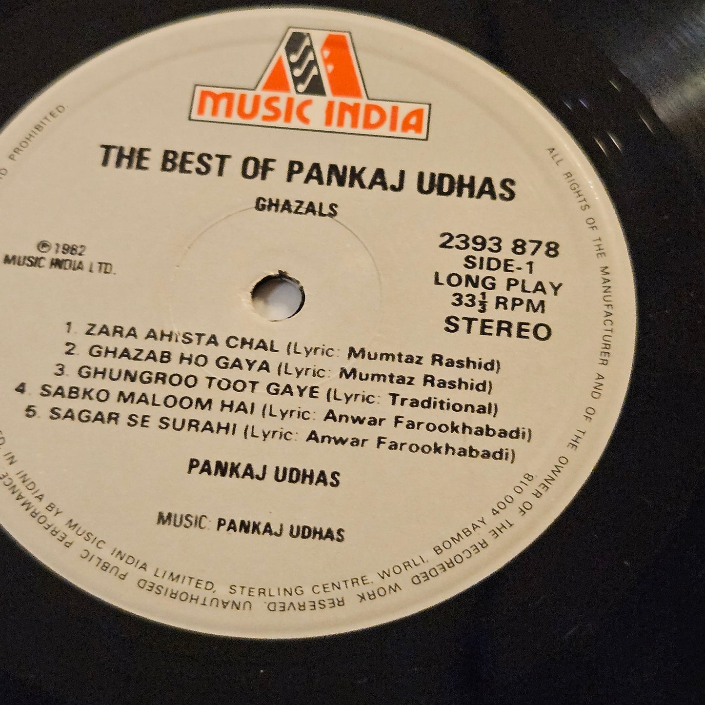 Pankaj Udhas  - The Best of Pankaj Udhas - Ghazals in excellent condition in stereo (Copy)