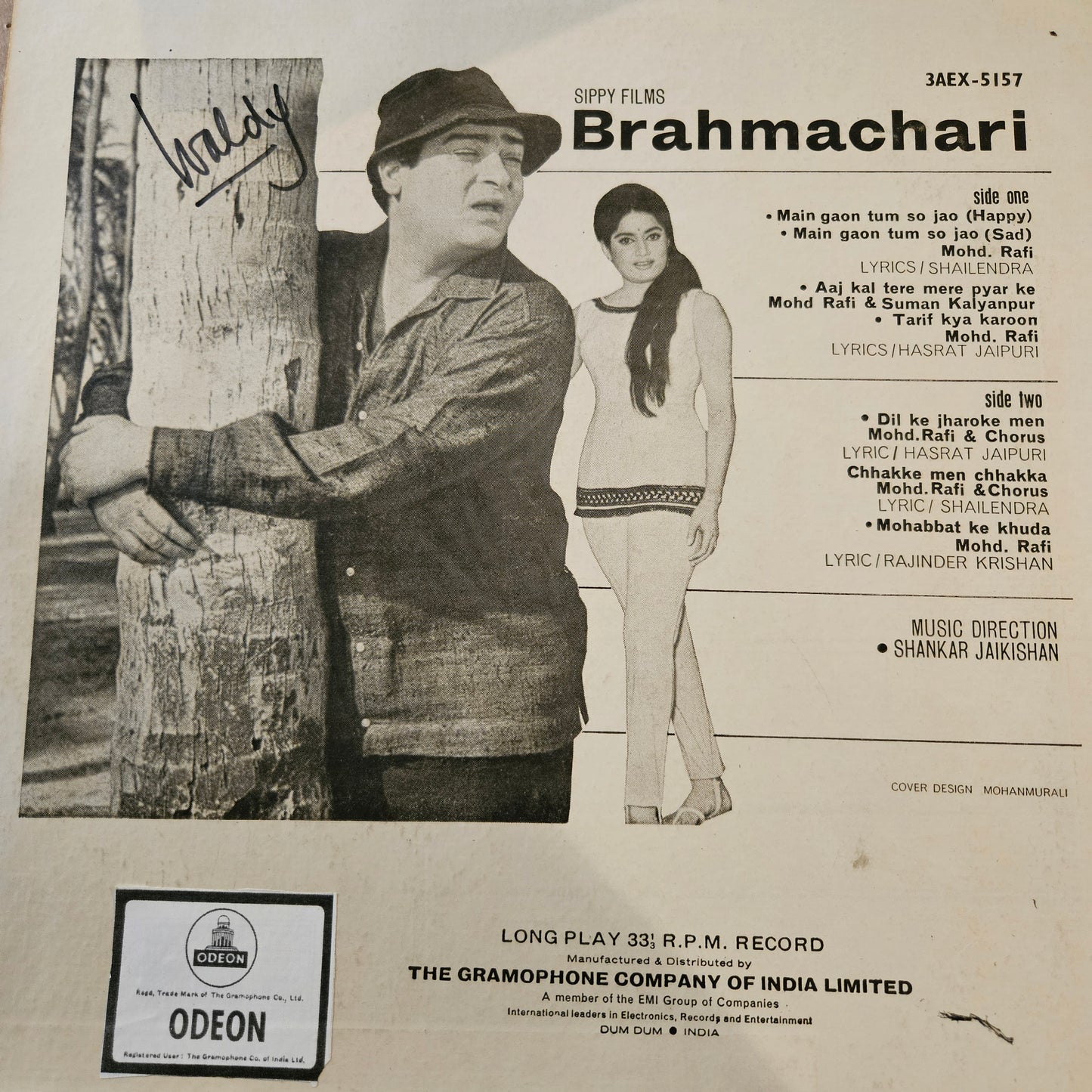 Brahmchari  - Music Shankar Jaikishan  1st Odeon pressing  Ring version in Excellent condition from original soundtrack - 3AEX-5157