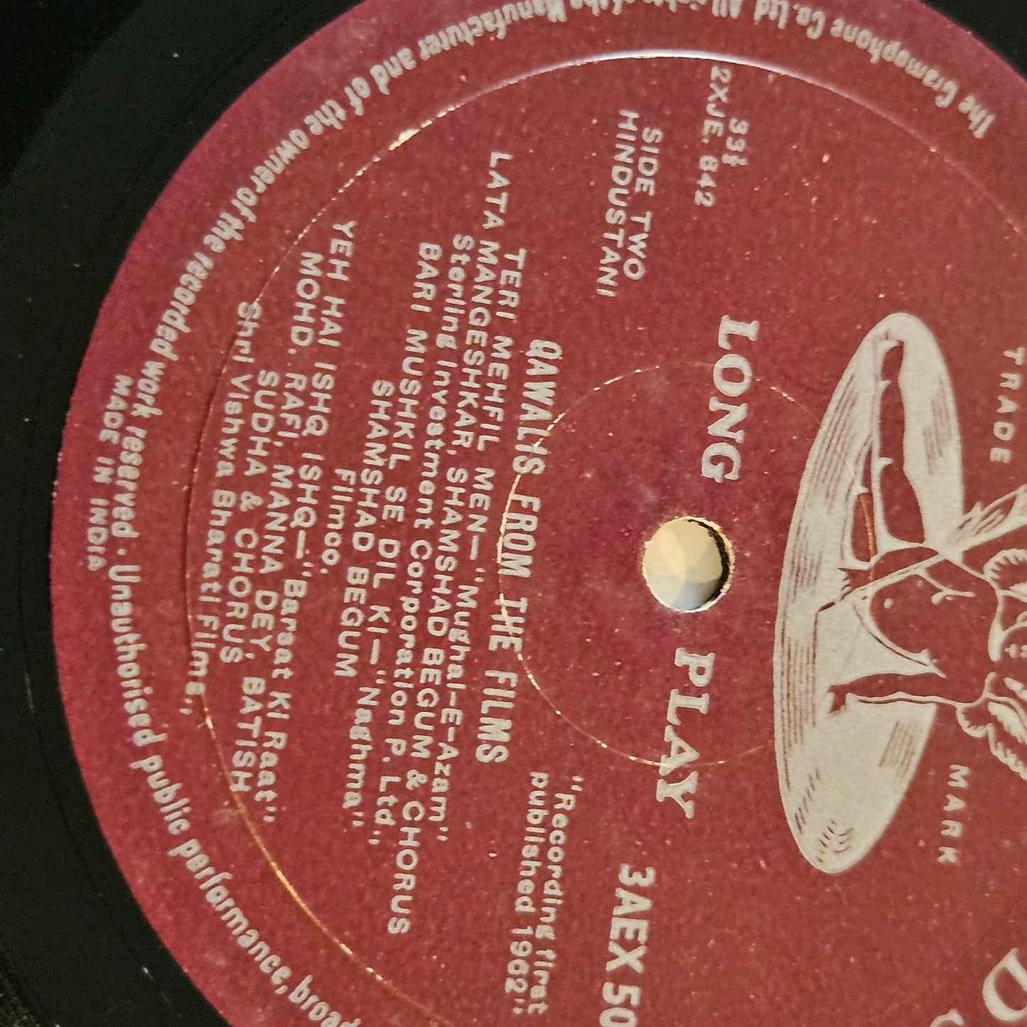 Various Artists - Qawwalis From Films 1st Angel pressing in excellent condition from original soundtrack 3AEX-5021 including famous qawaali Hamen to loot lilya