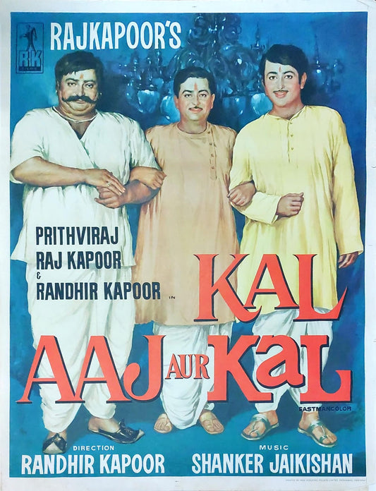 Original Bollywood Movie poster - Randhir Kapoor movie : Kal Aaj Aur Kal(1971)