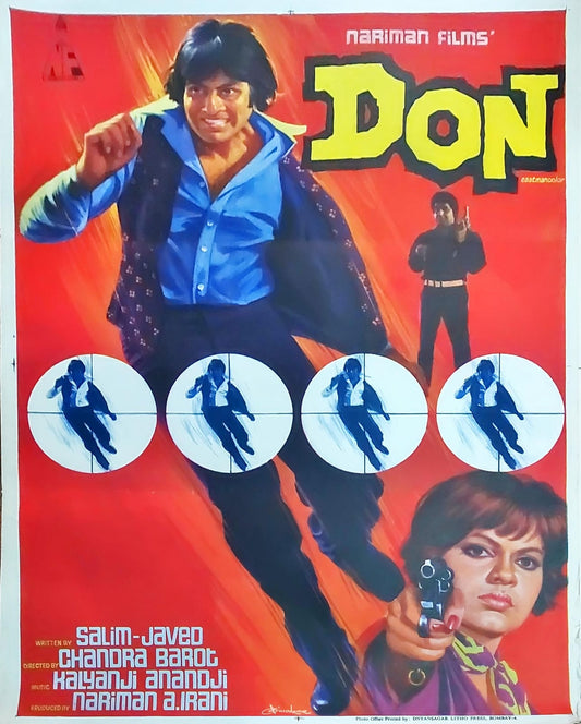 Original Bollywood Movie poster  - Chandra Barot movie : Don (1978)