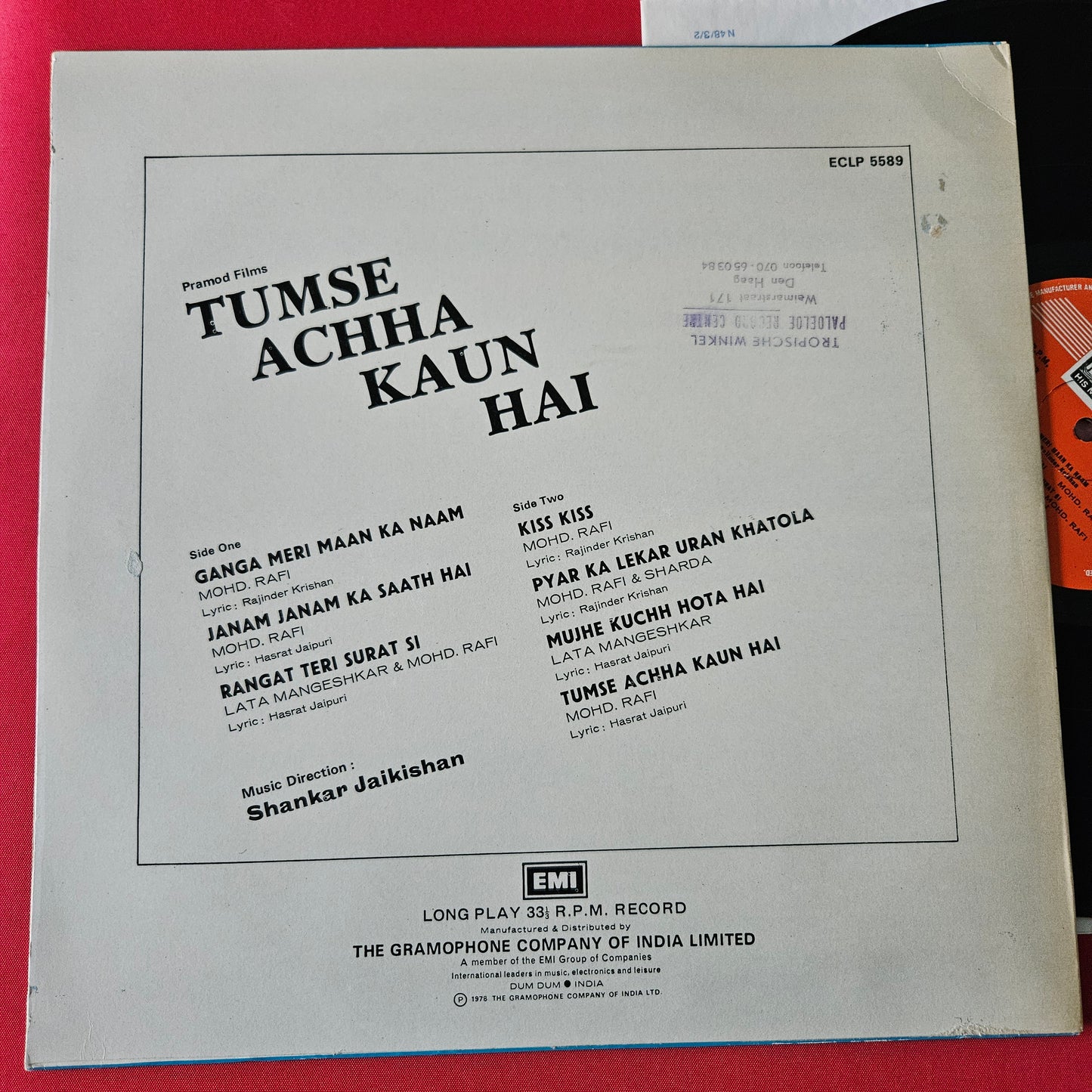 Tumse Achha Kaun Hai - Shankar Jaikishan and Shammi Kapoor Superhit in near mint Pristine condition
