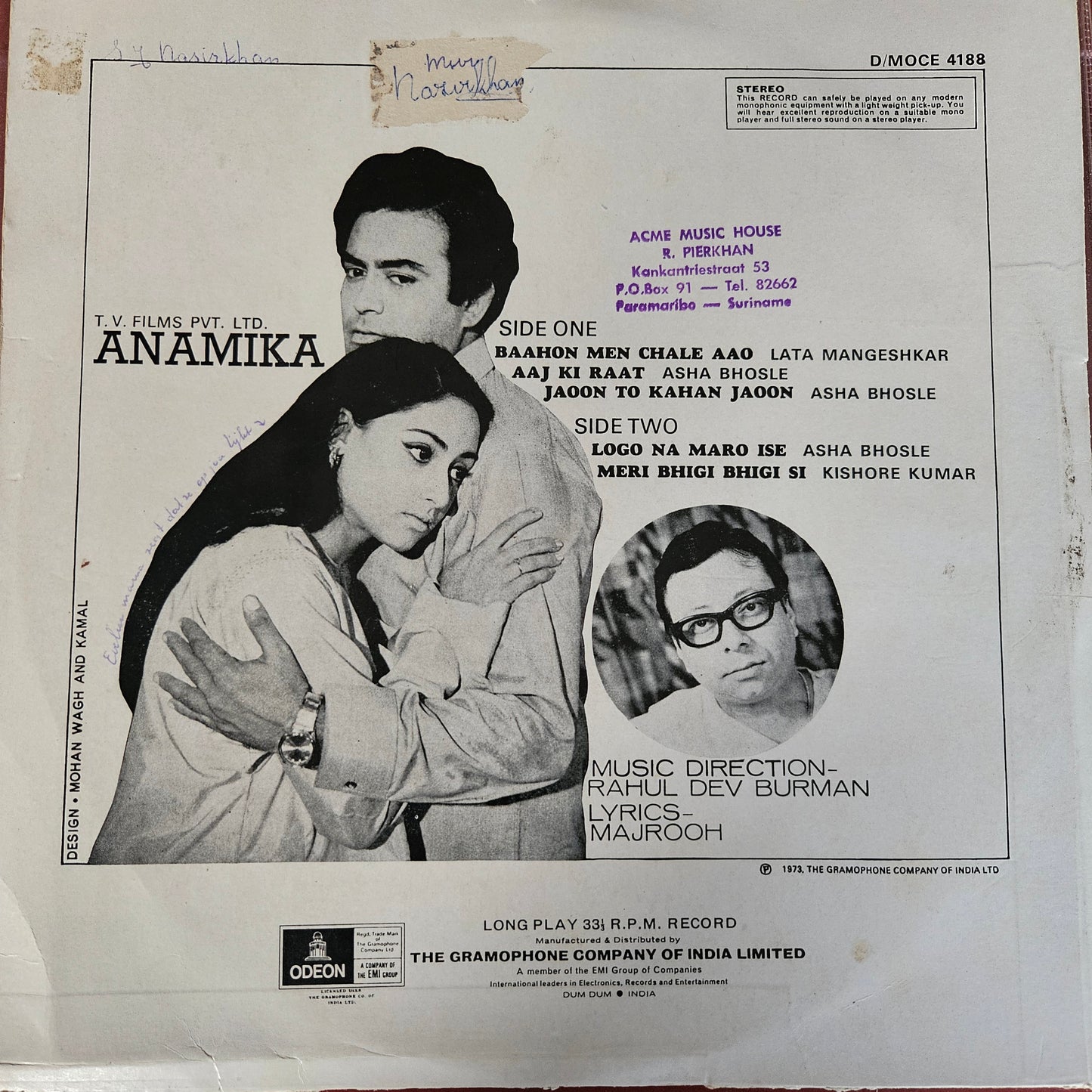 Anamika - R D Burman superhit Double Ring odeon in Stereo in excellent condition clean copy